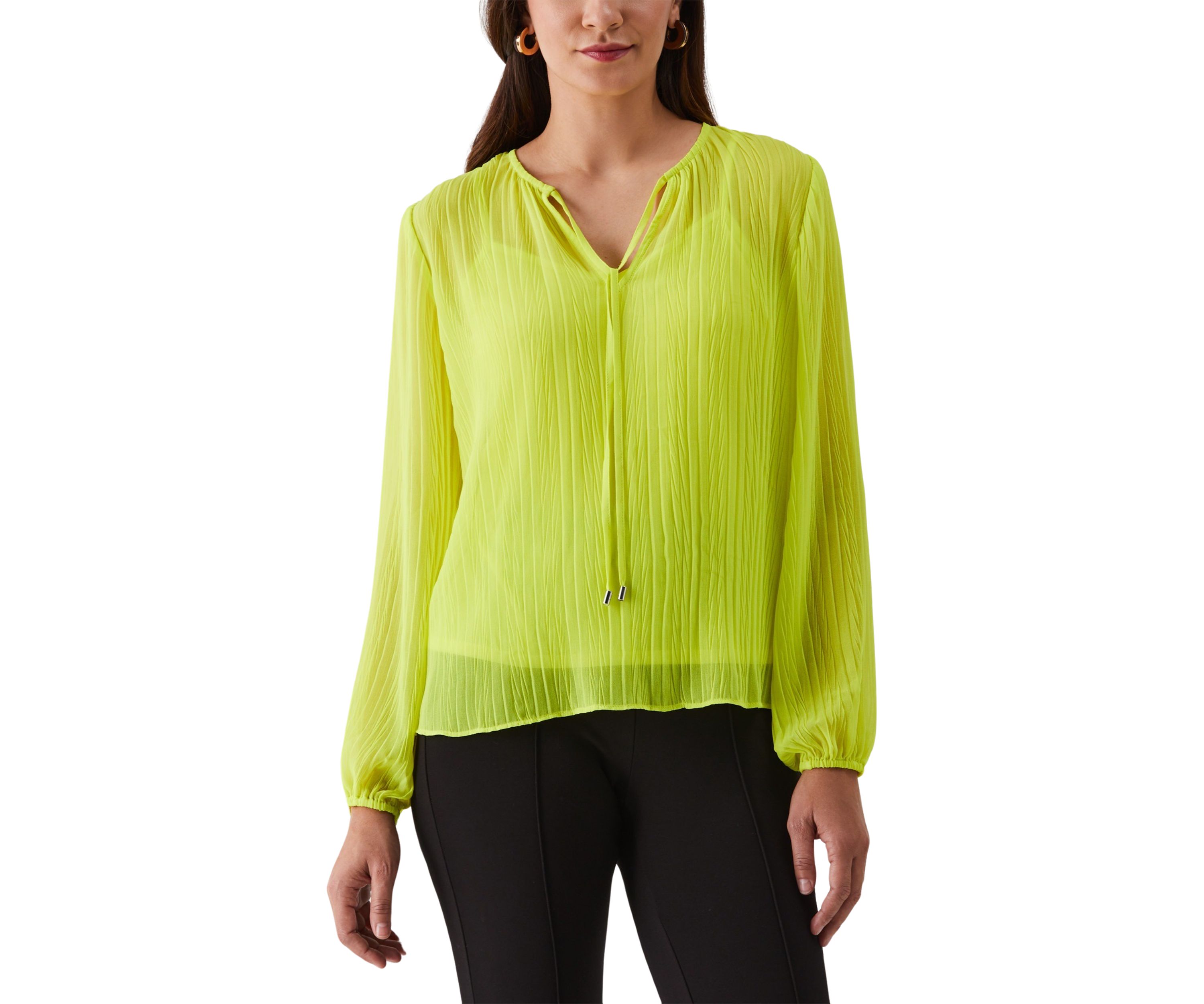 Petite Pleated Balloon Sleeve Blouse