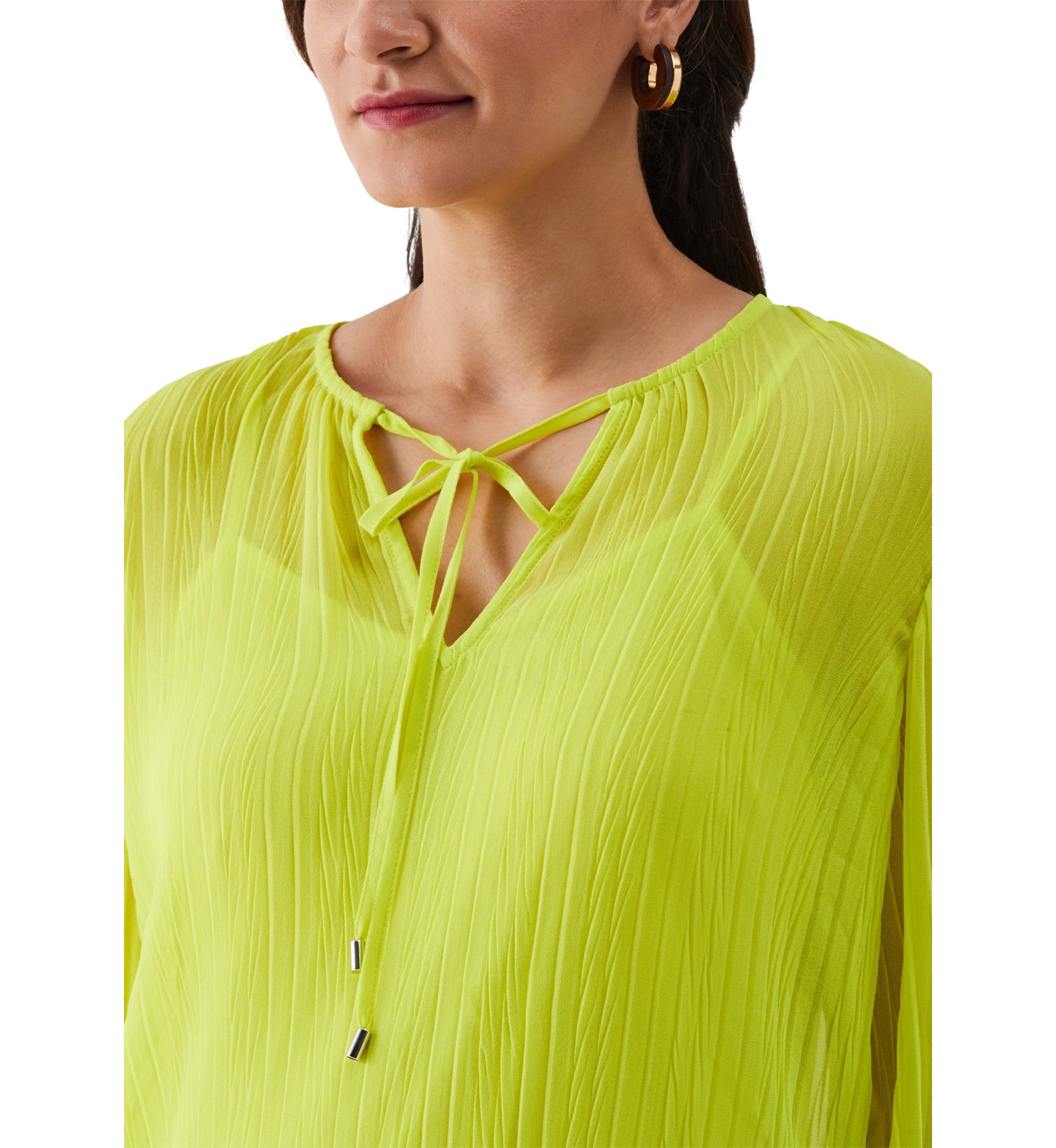 Petite Pleated Balloon Sleeve Blouse