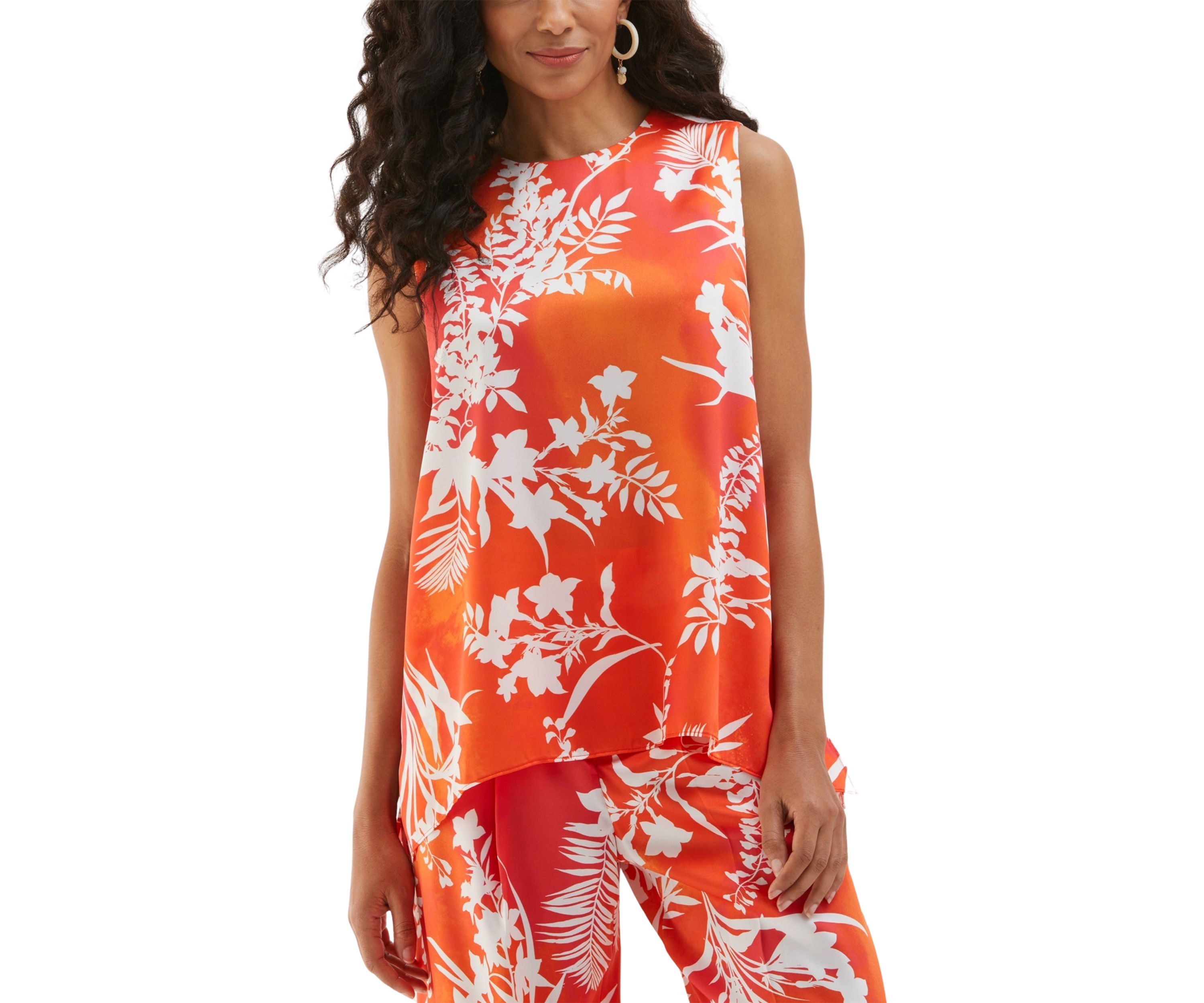 Petite Wildflower Print Drape Sleeveless Blouse