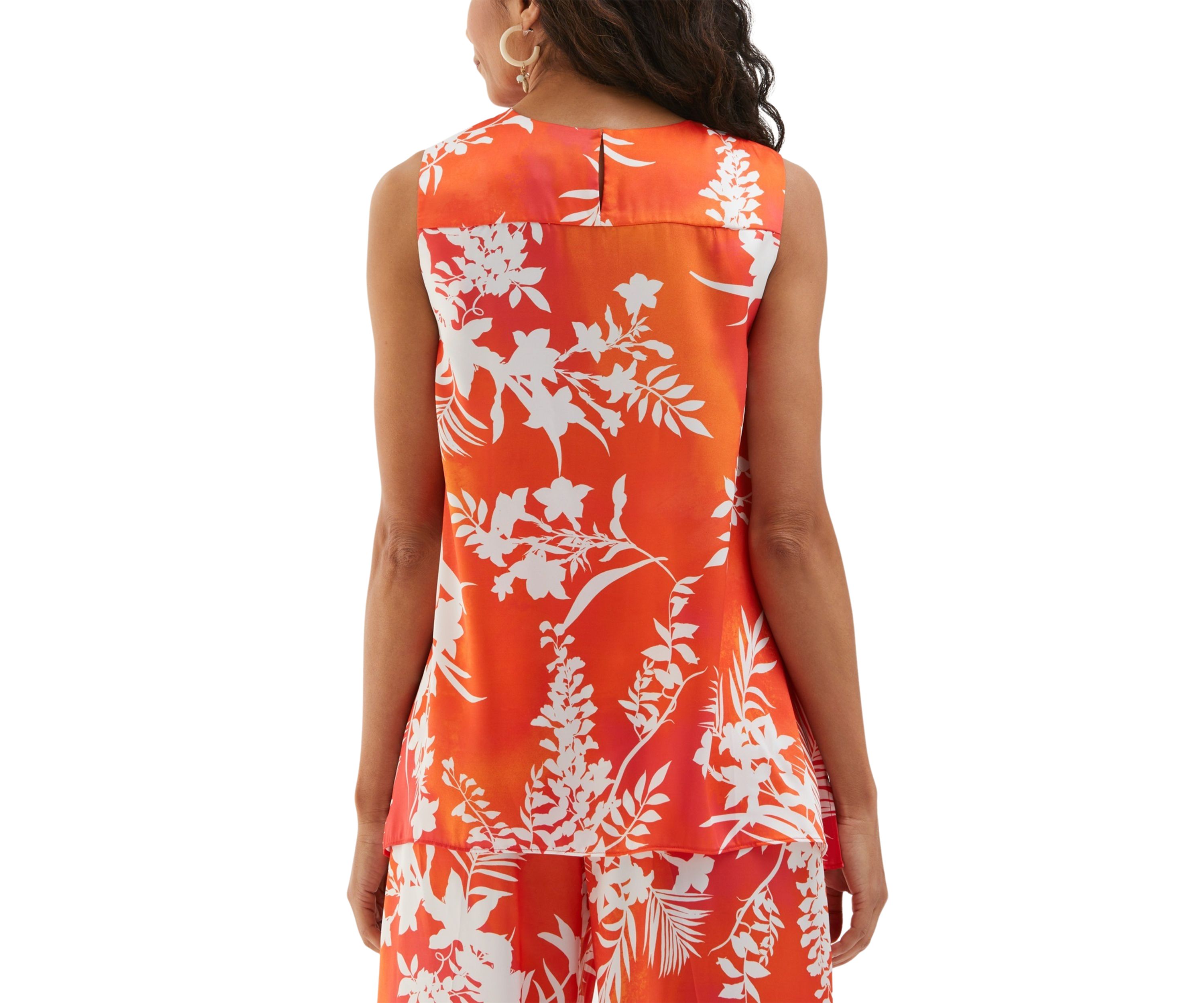 Petite Wildflower Print Drape Sleeveless Blouse