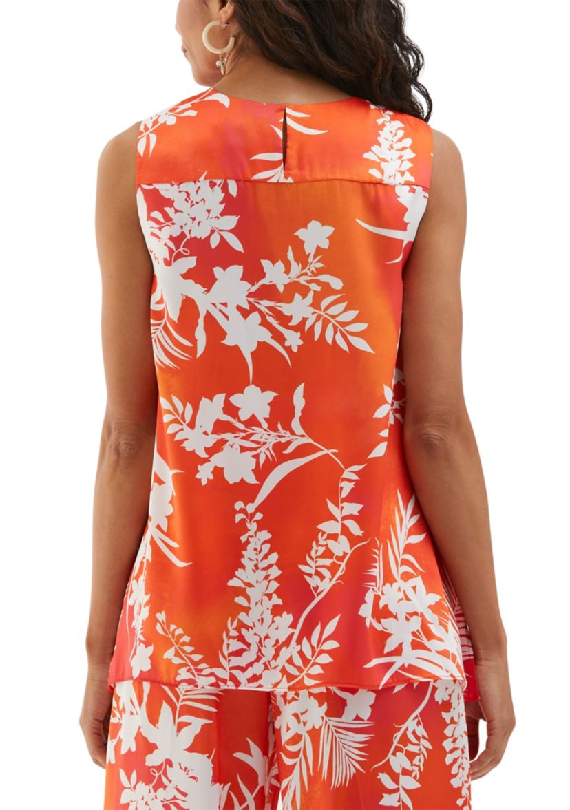Petite Wildflower Print Drape Sleeveless Blouse