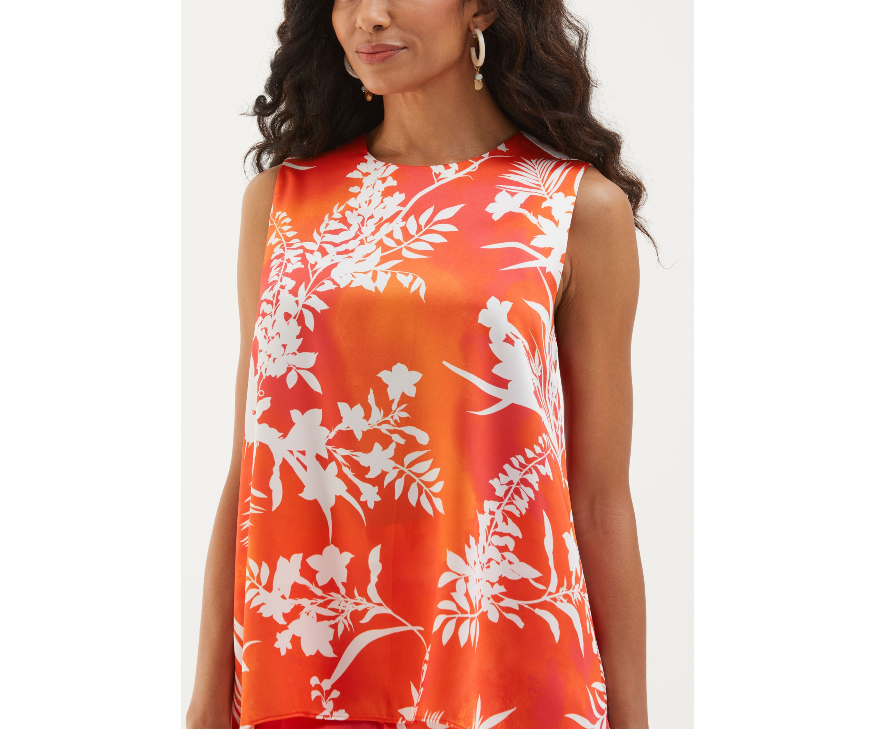 Petite Wildflower Print Drape Sleeveless Blouse