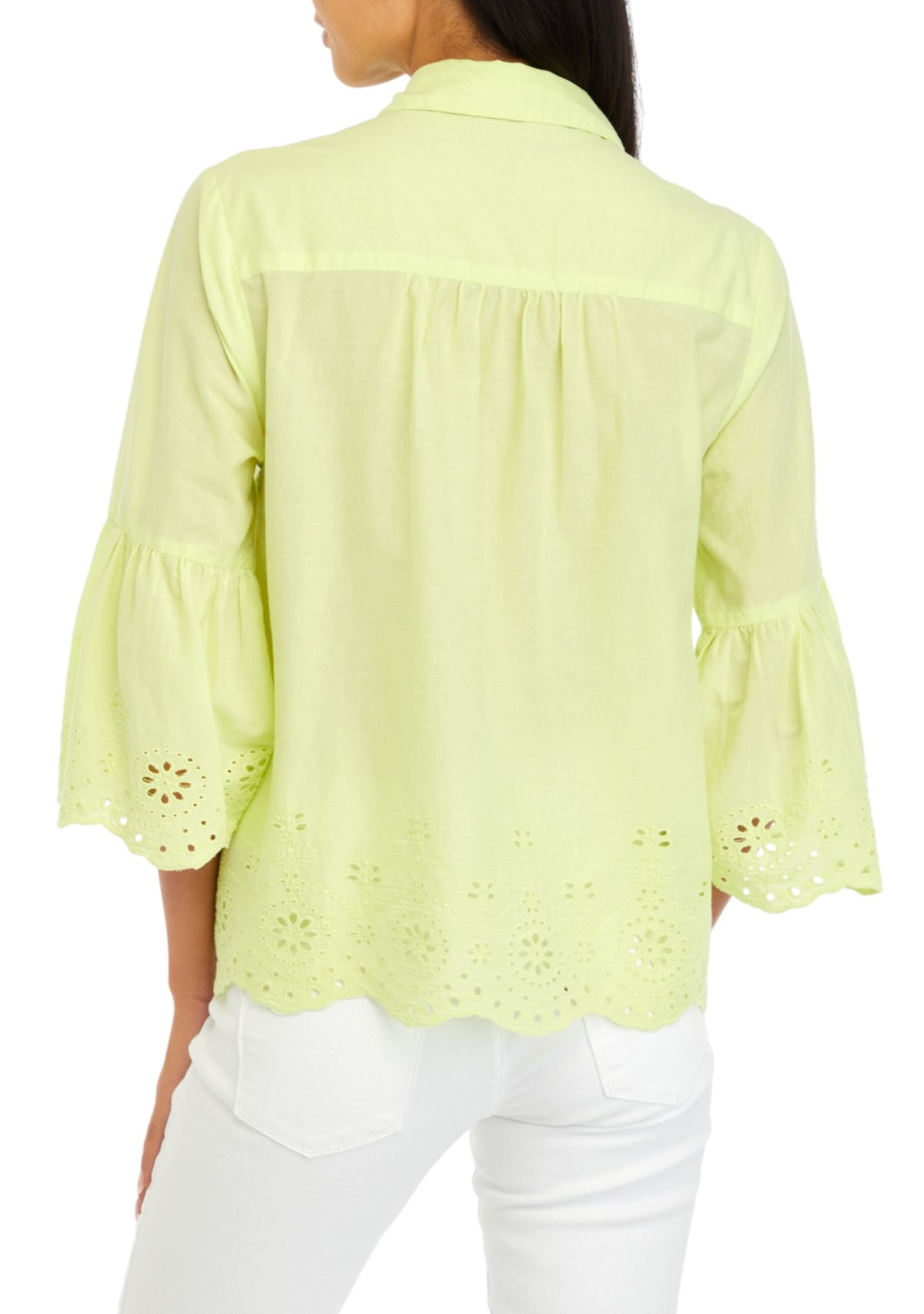 Petite Embroidered 3/4 Sleeve Blouse