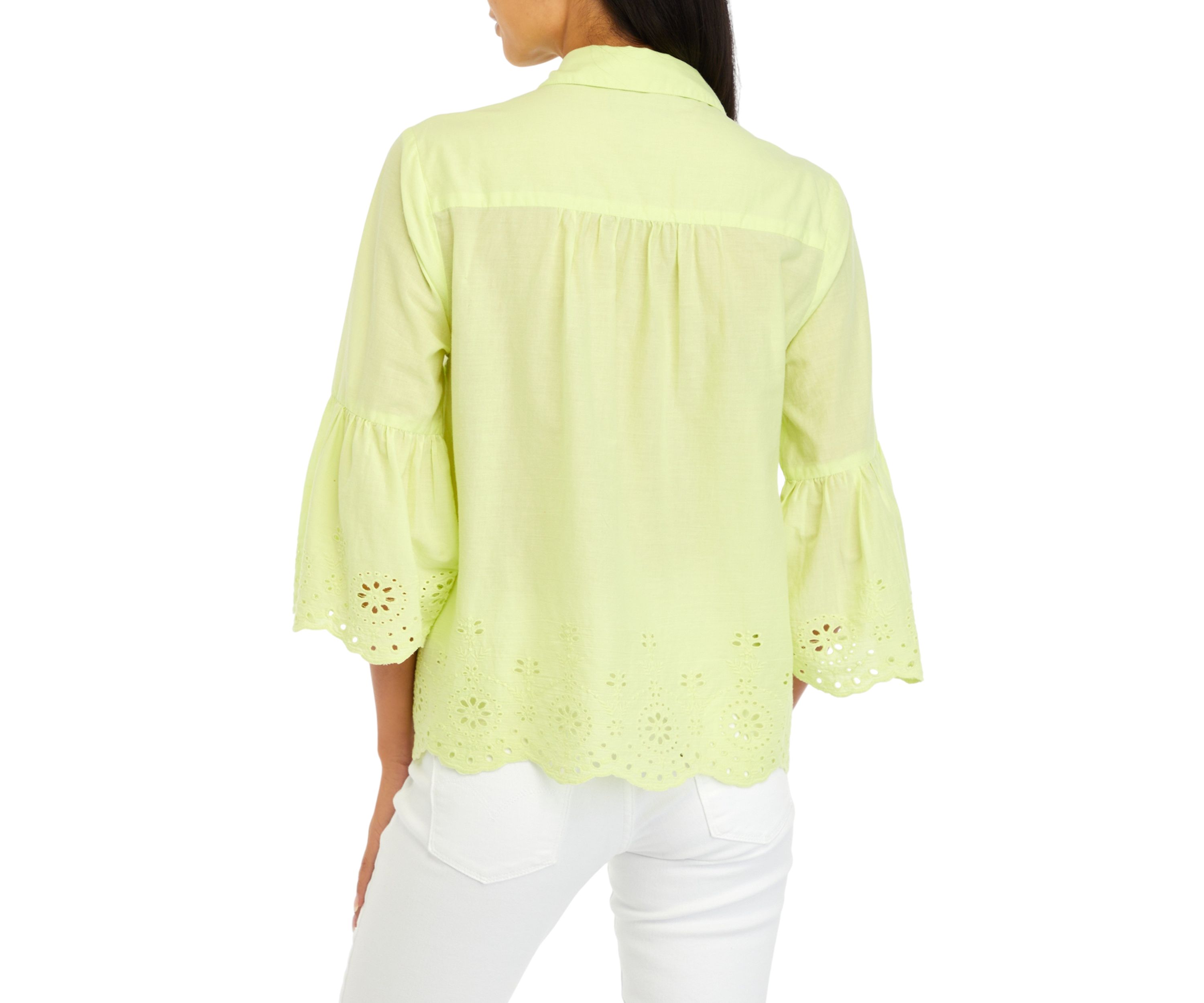 Petite Embroidered 3/4 Sleeve Blouse