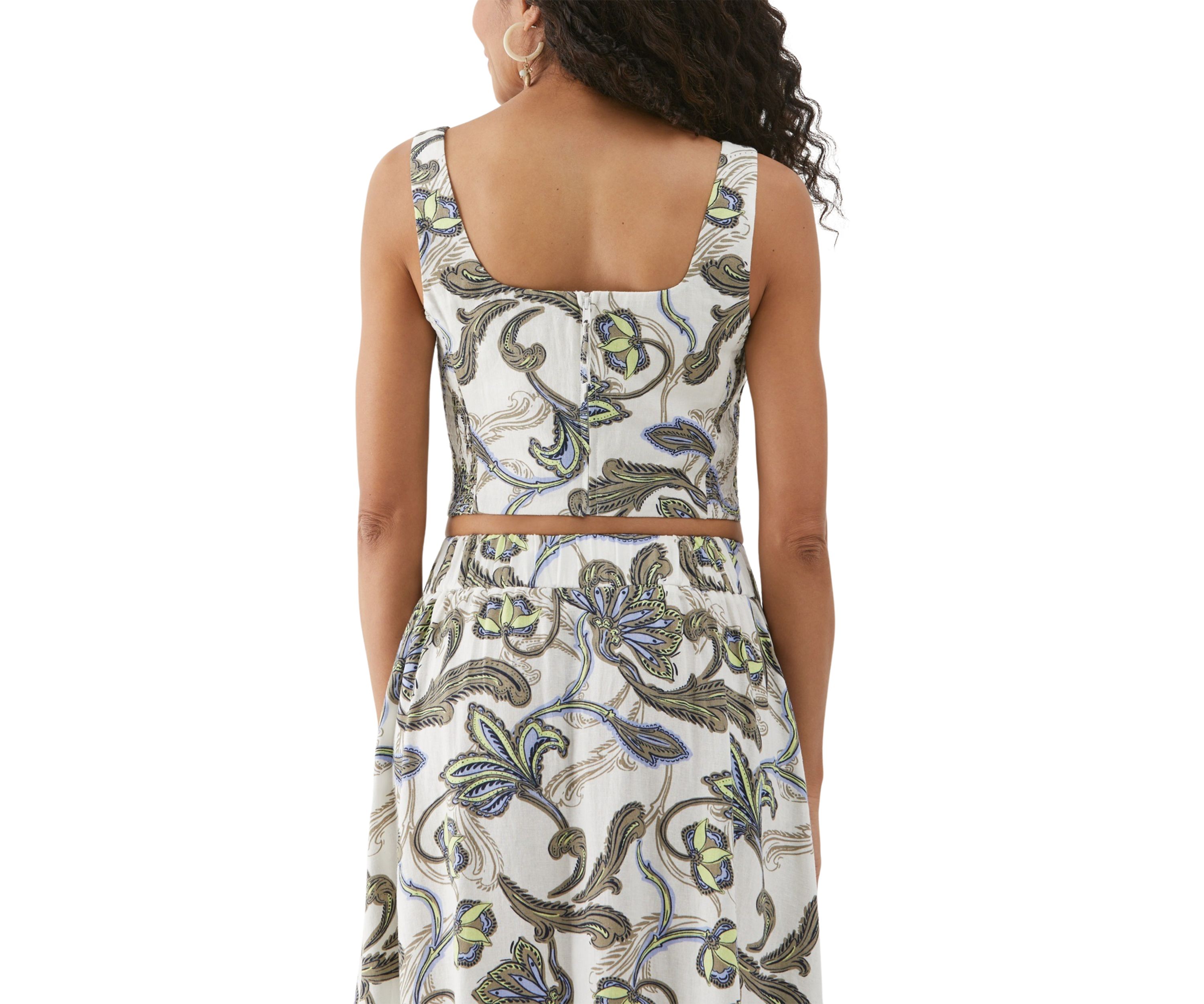 Petite Batik Print Square Neck Sleeveless Top
