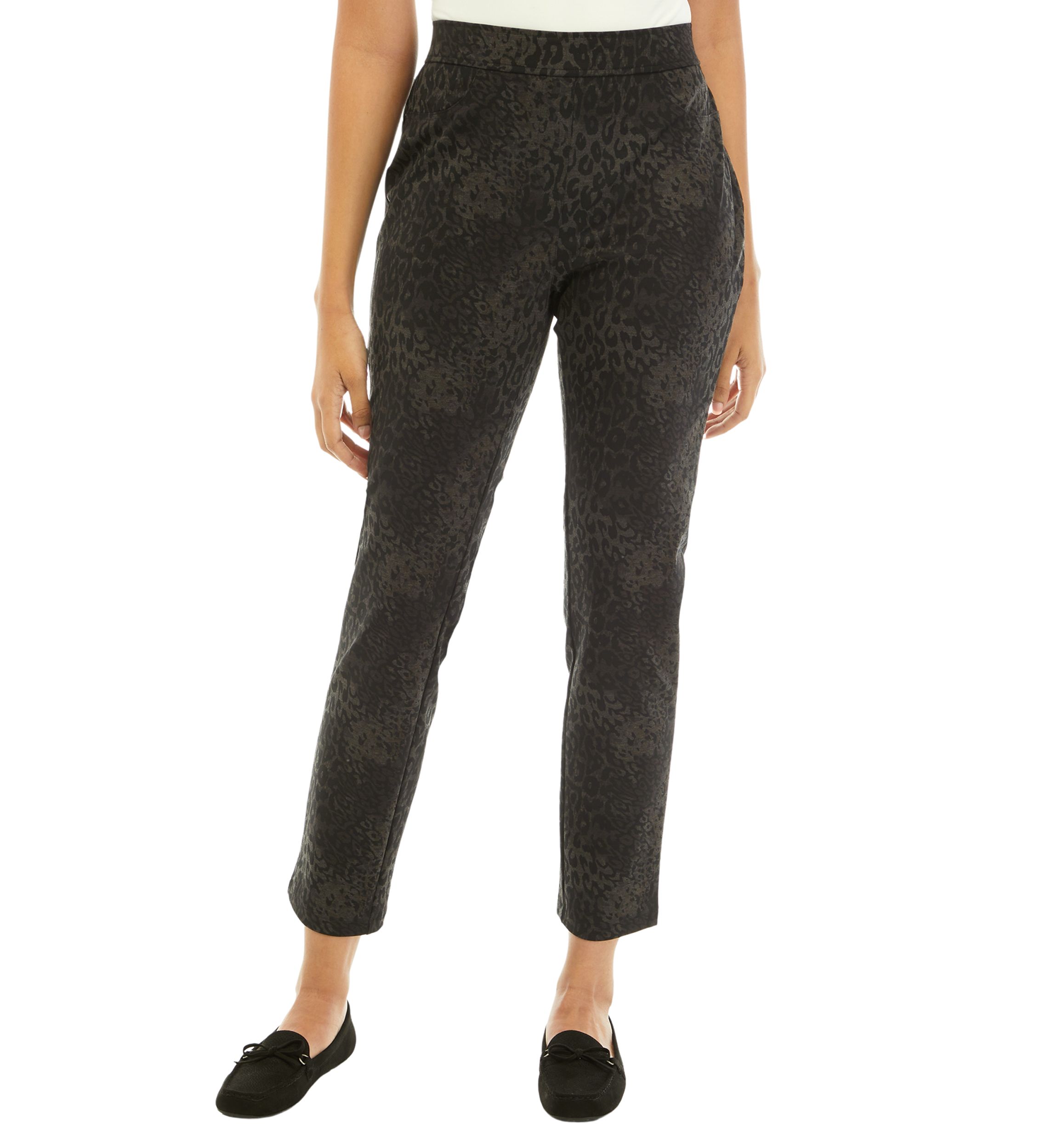 slim fit dress slacks Rafaella Petite Curvy Fit Boot Cut Pants - Graphite