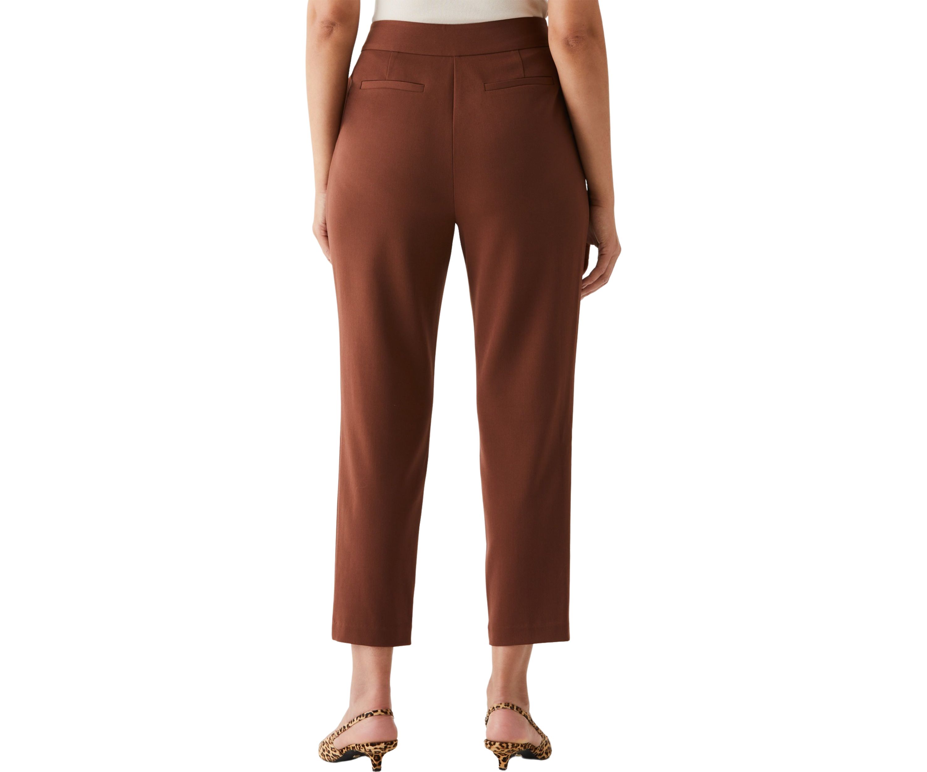 Womens Pleated Pants with Self Fabric Belt