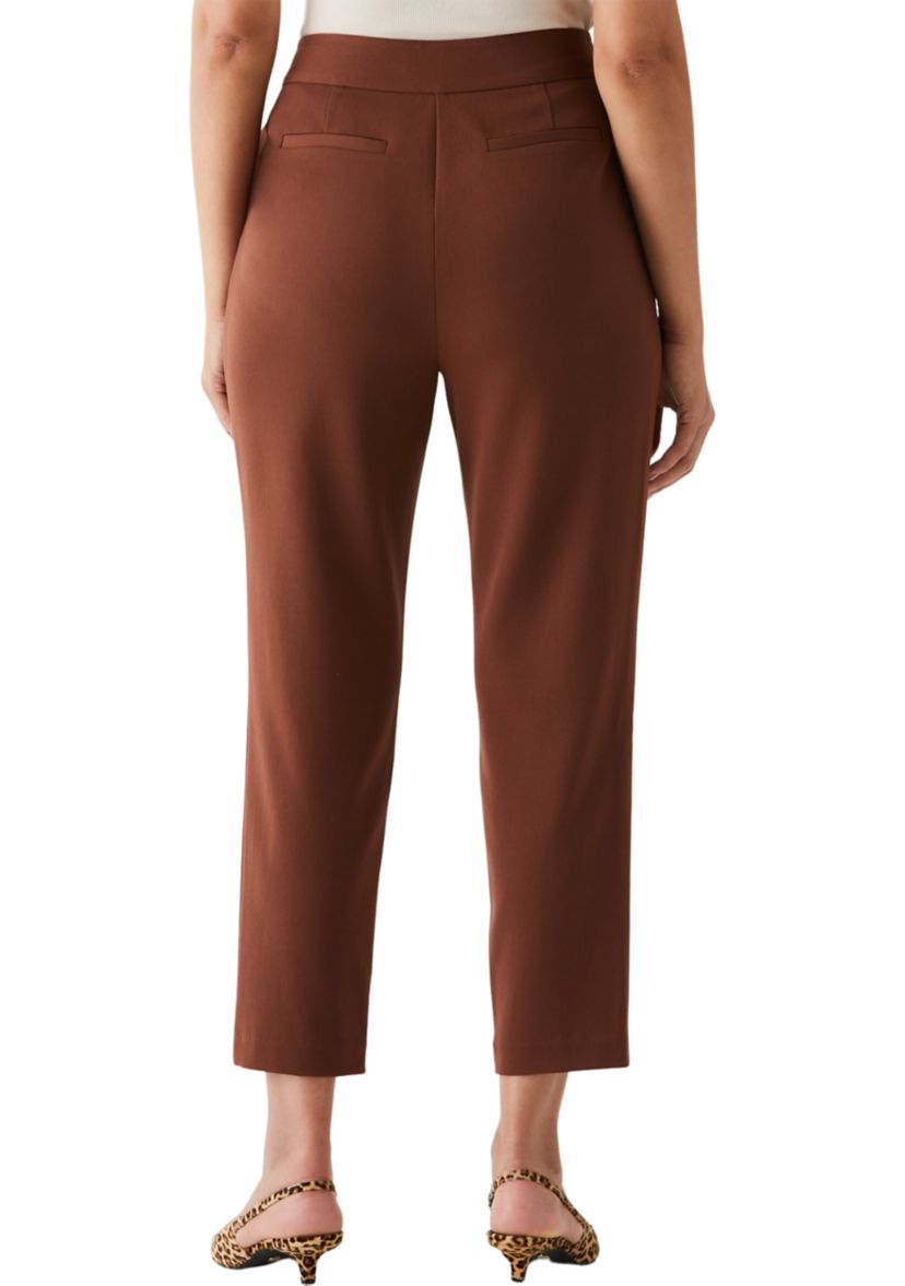 Womens Pleated Pants with Self Fabric Belt