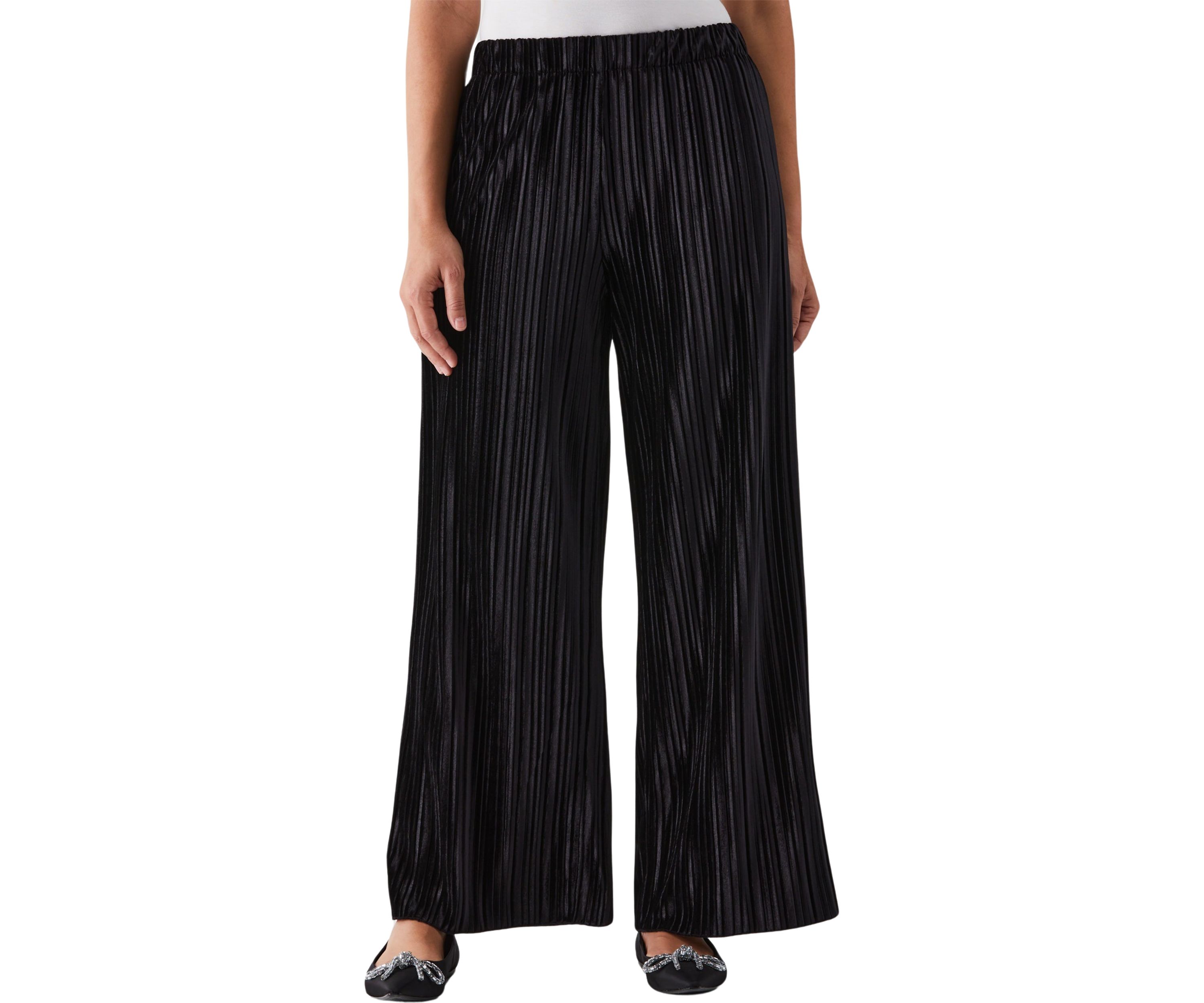 Pleated Velvet Wide Leg Pants