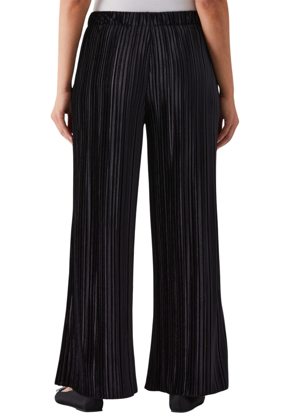 Pleated Velvet Wide Leg Pants
