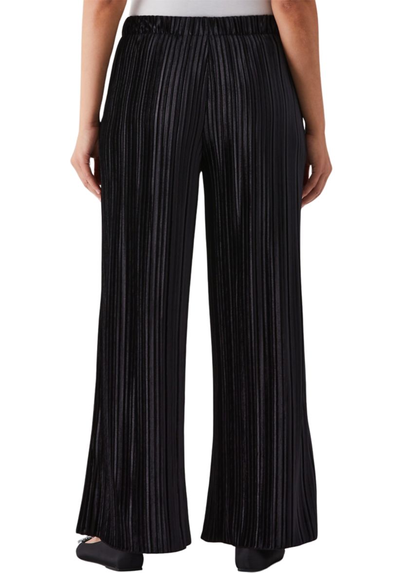 Pleated Velvet Wide Leg Pants