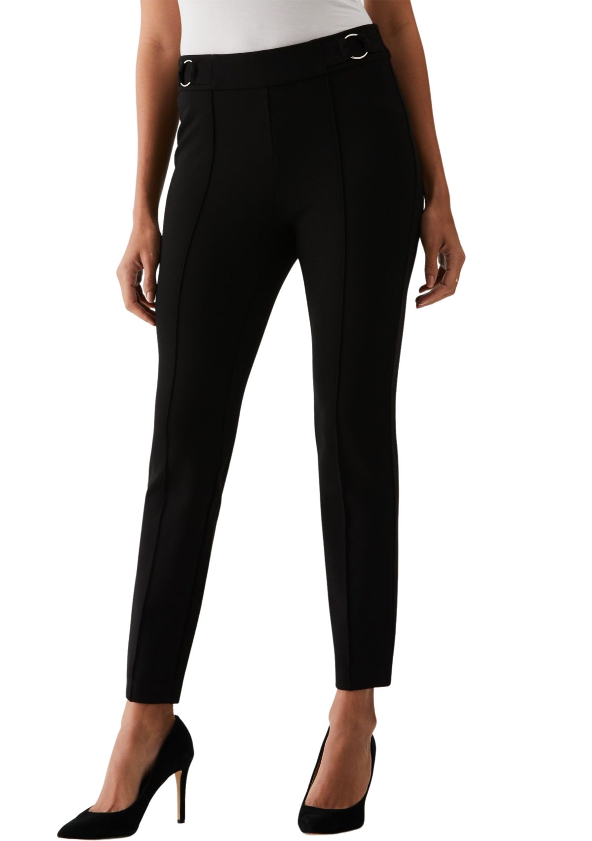 Womens Slim Leg Ankle Pants with Hardware