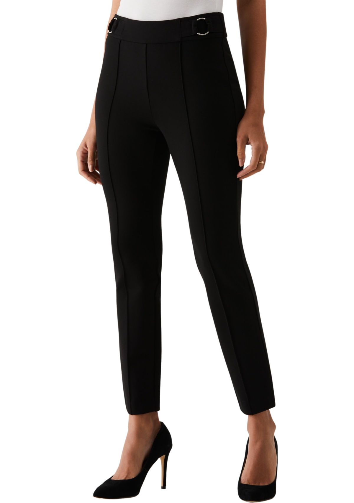 Womens Slim Leg Ankle Pants with Hardware