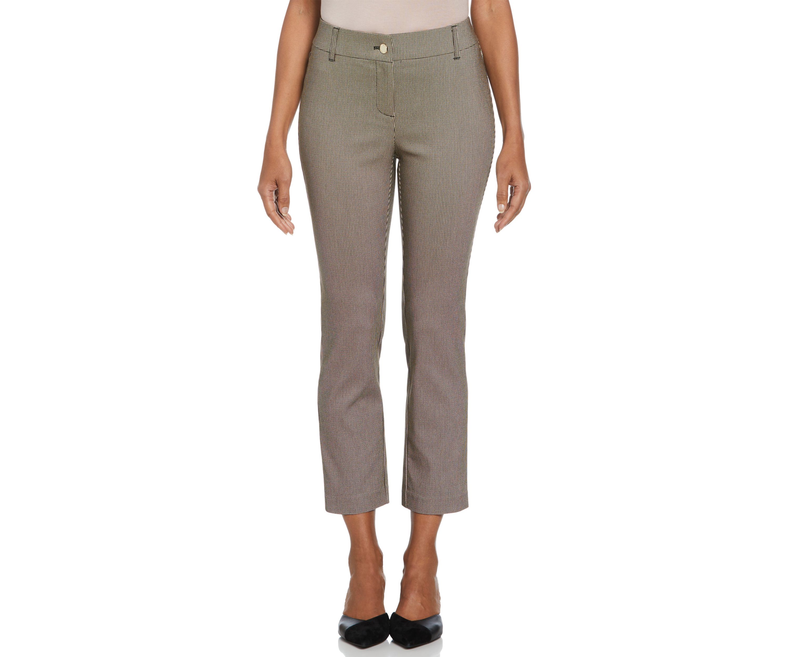 Womens Houndstooth Straight Ankle Pants