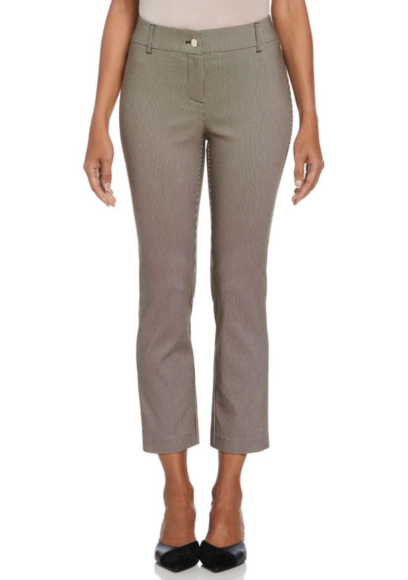 Womens Houndstooth Straight Ankle Pants
