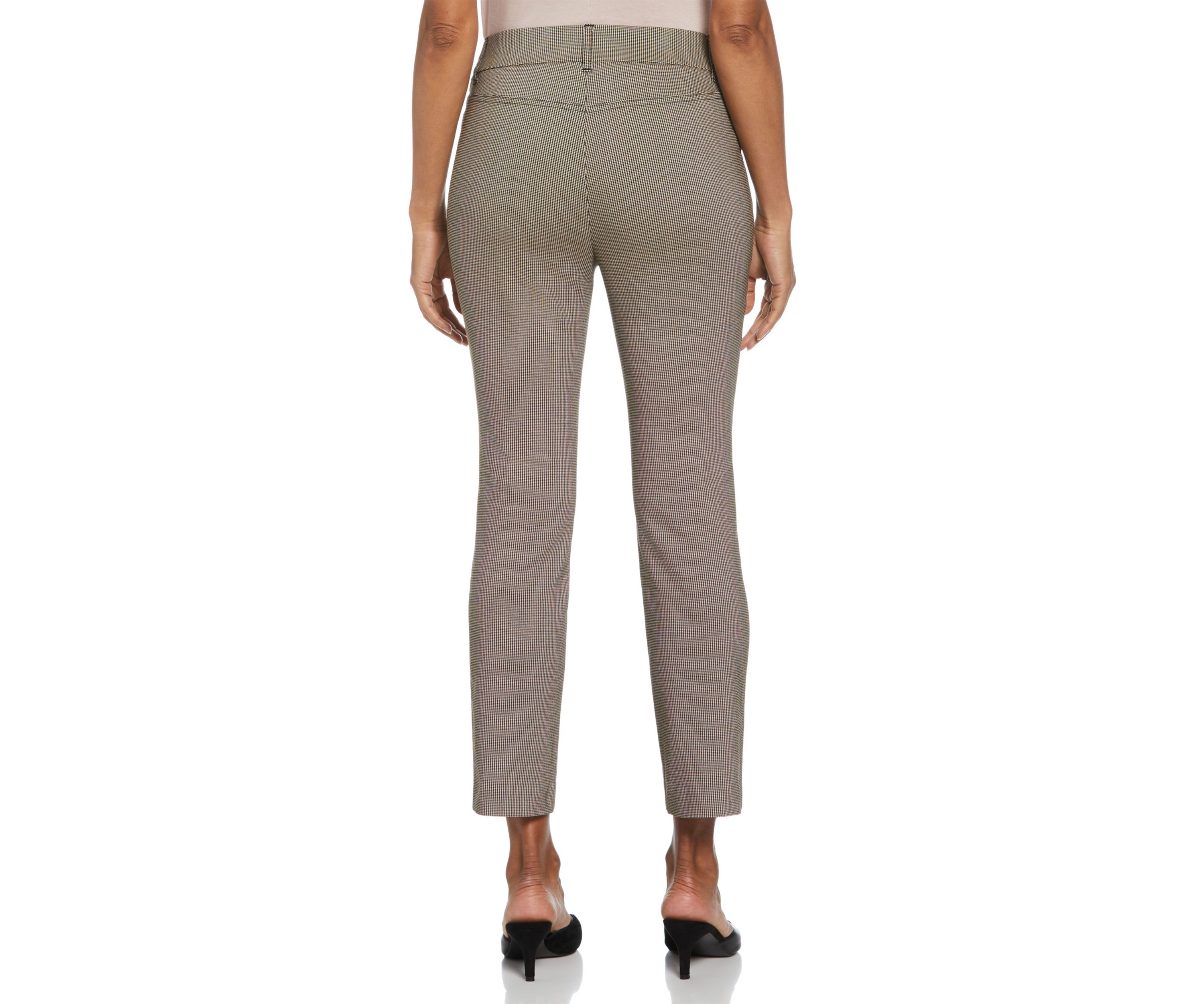 Womens Houndstooth Straight Ankle Pants