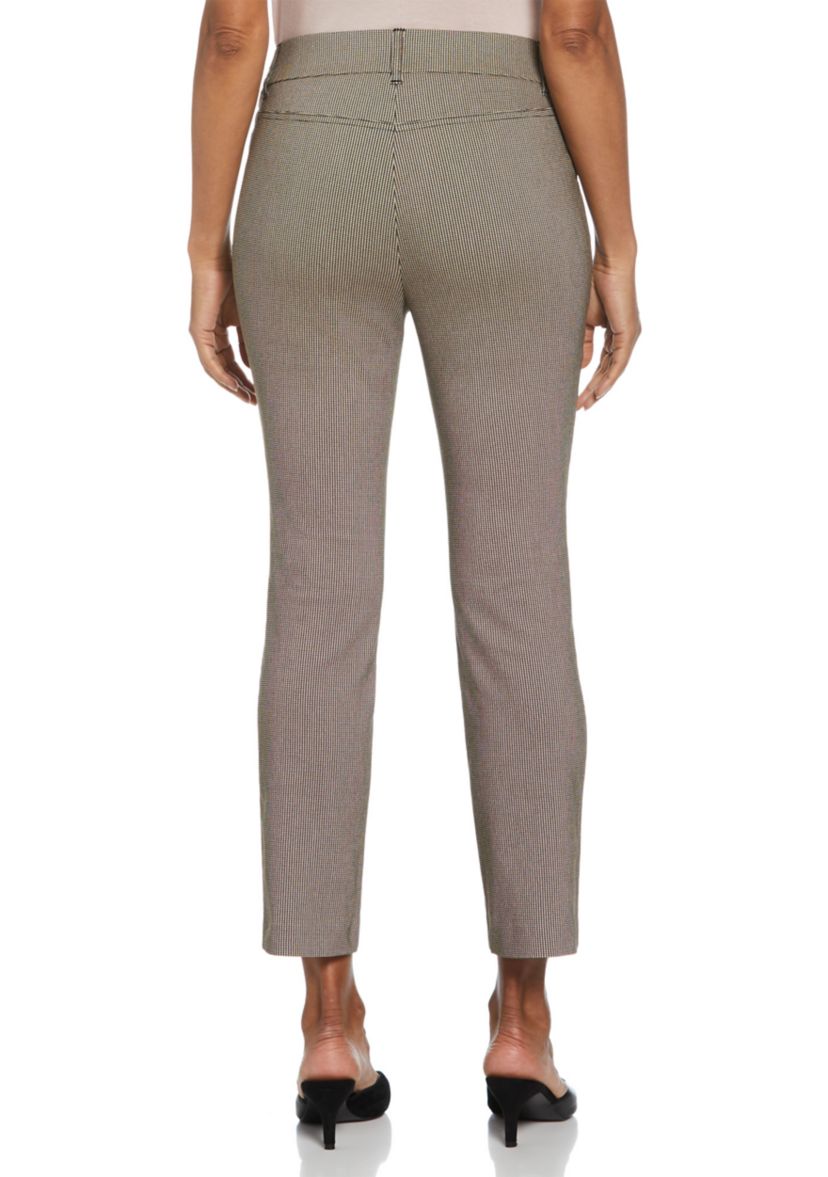 Womens Houndstooth Straight Ankle Pants