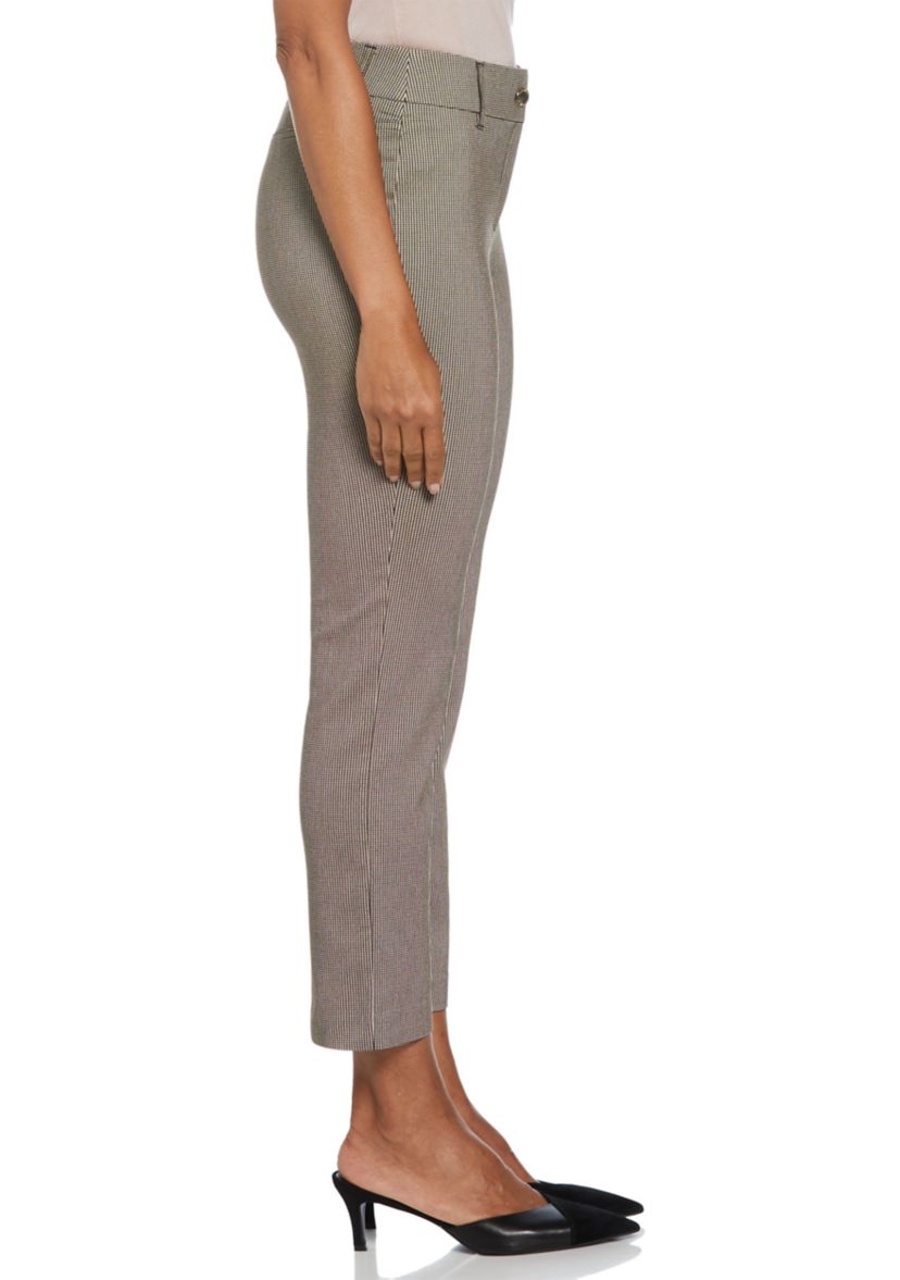 Womens Houndstooth Straight Ankle Pants