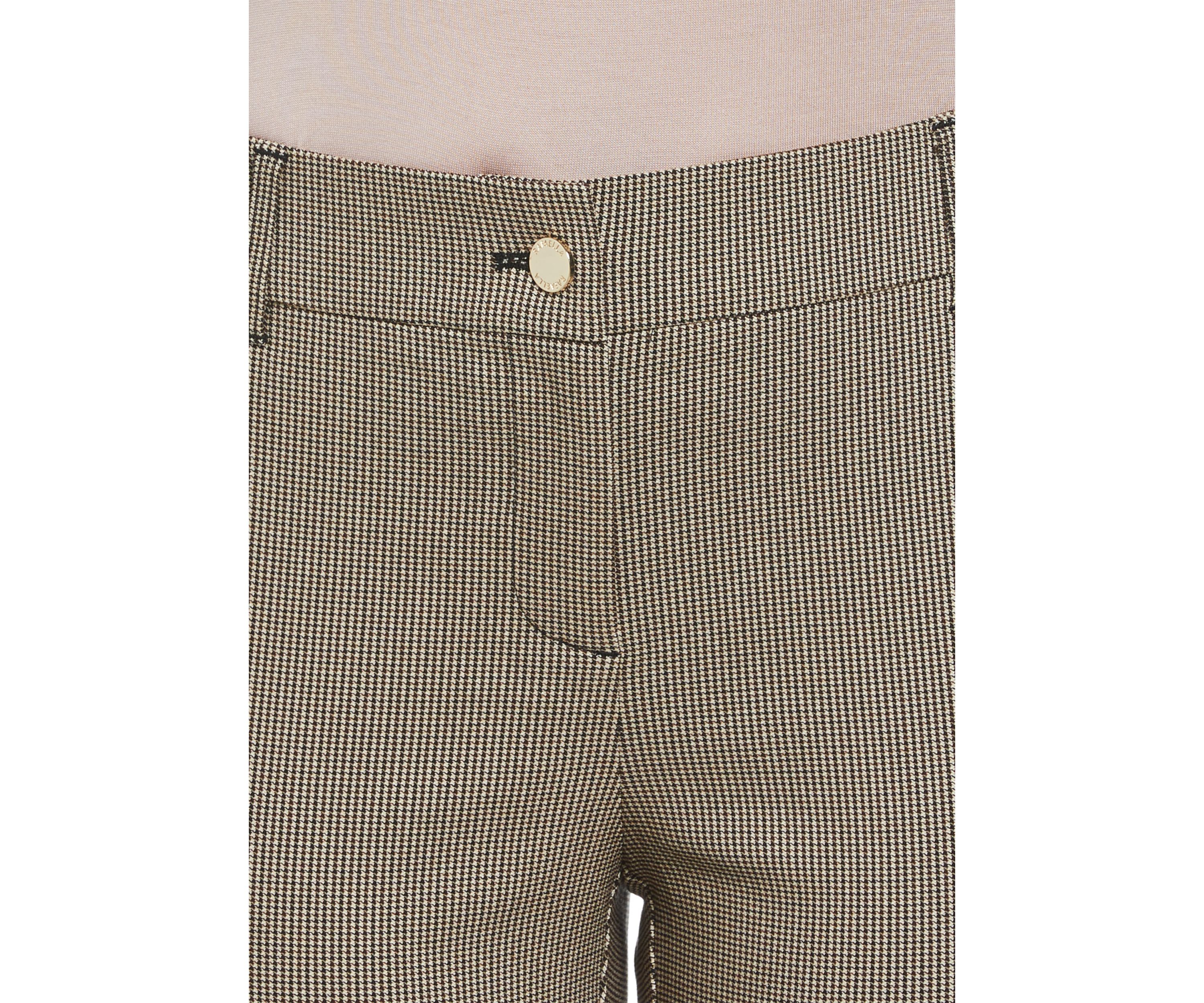Womens Houndstooth Straight Ankle Pants