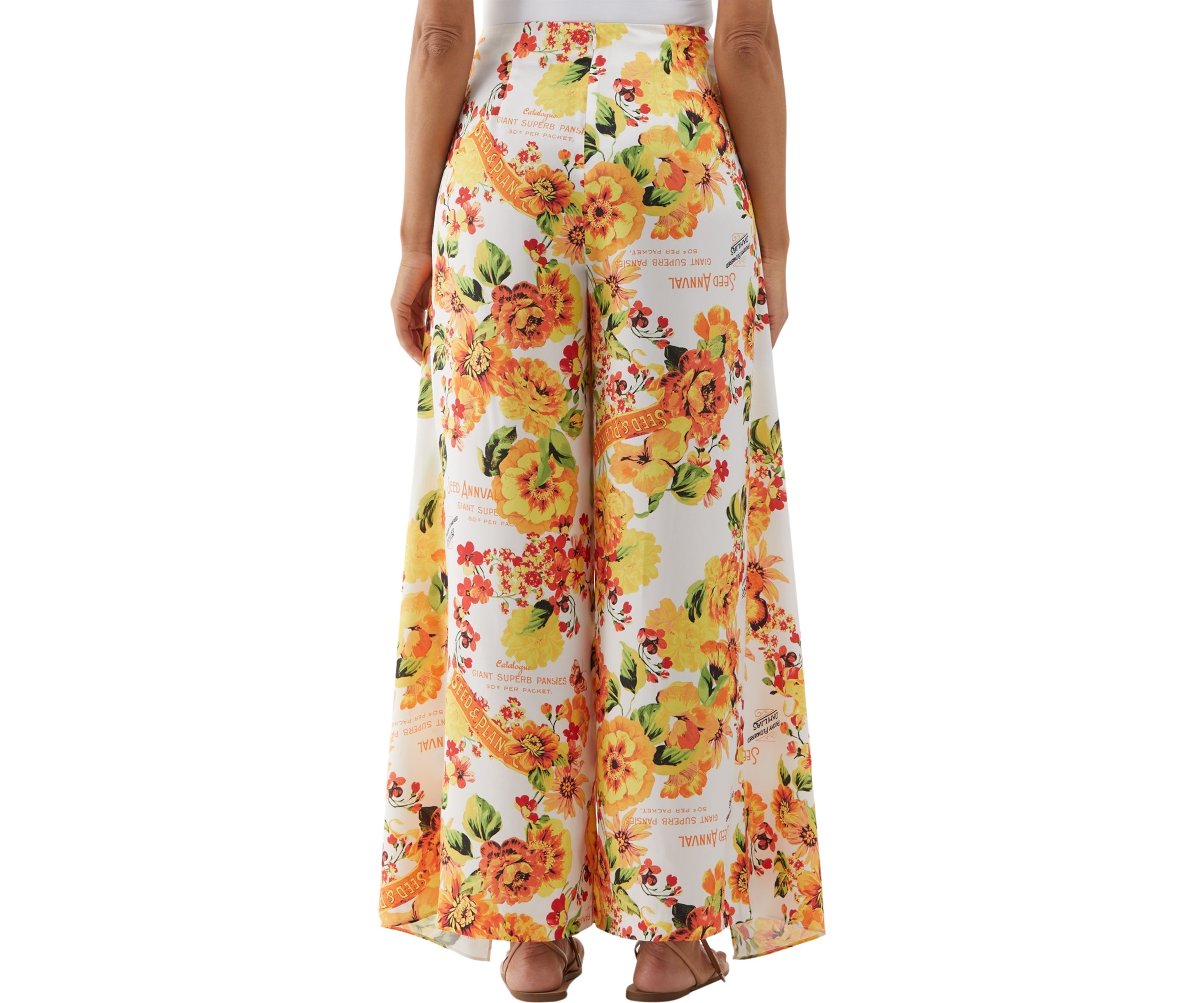 Womens Seed Packet Printed Sarong Wide Leg Pants