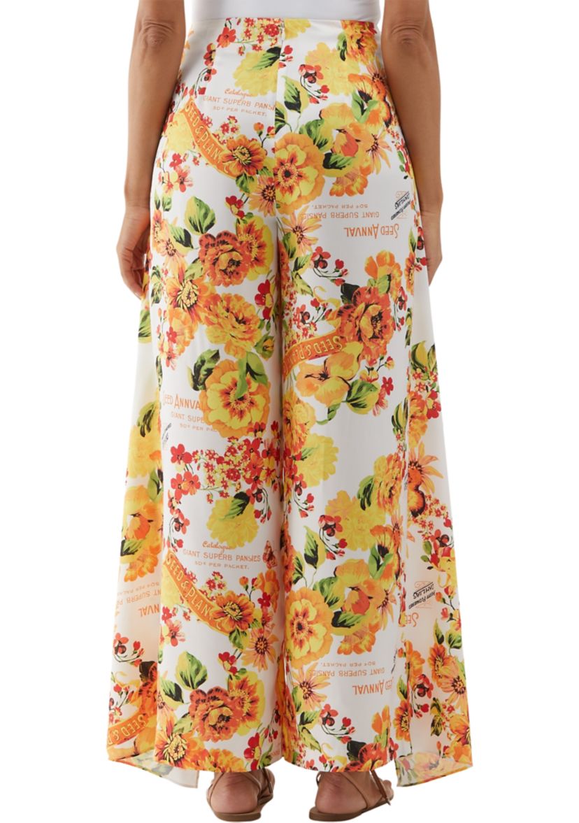 Womens Seed Packet Printed Sarong Wide Leg Pants