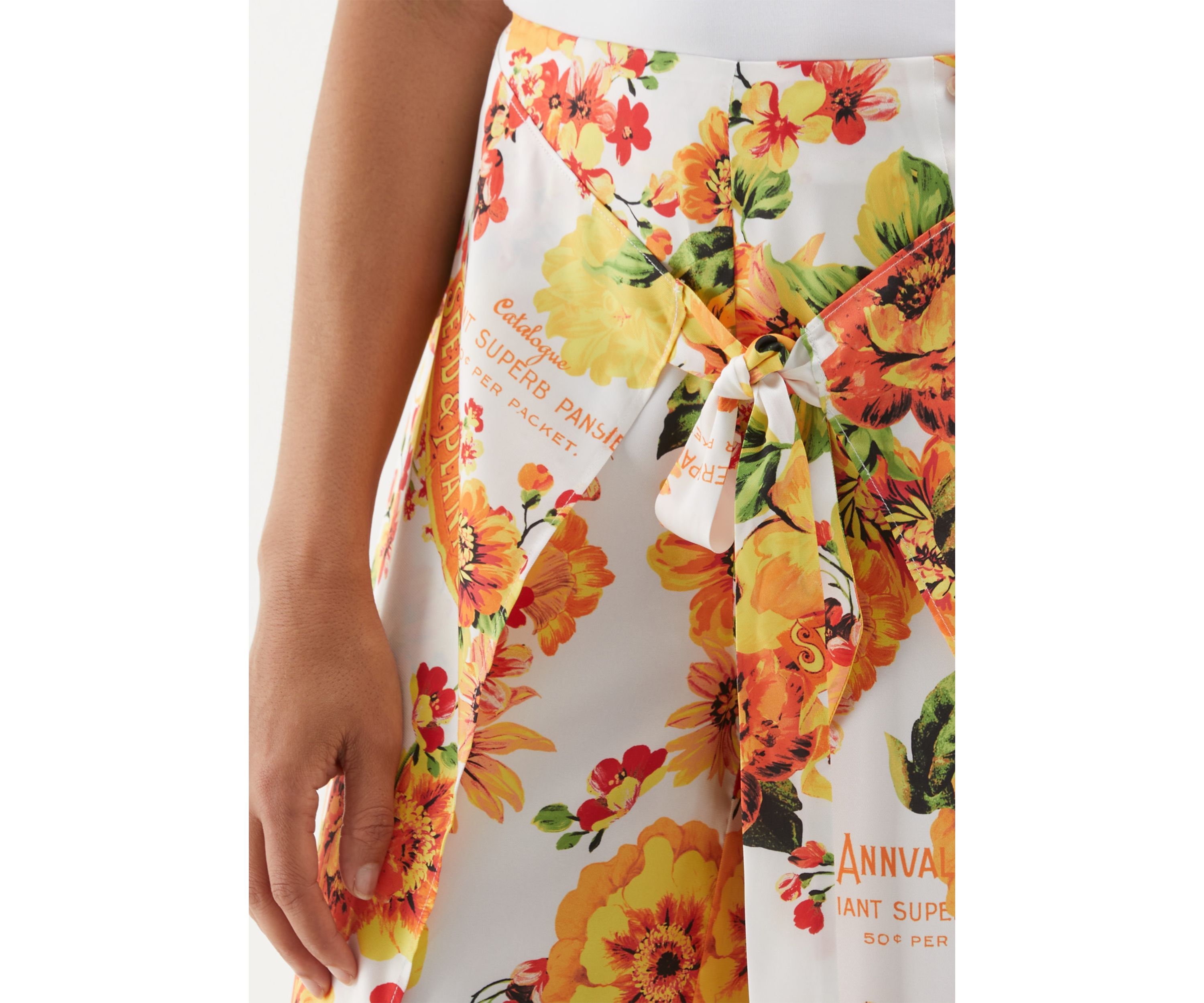 Womens Seed Packet Printed Sarong Wide Leg Pants