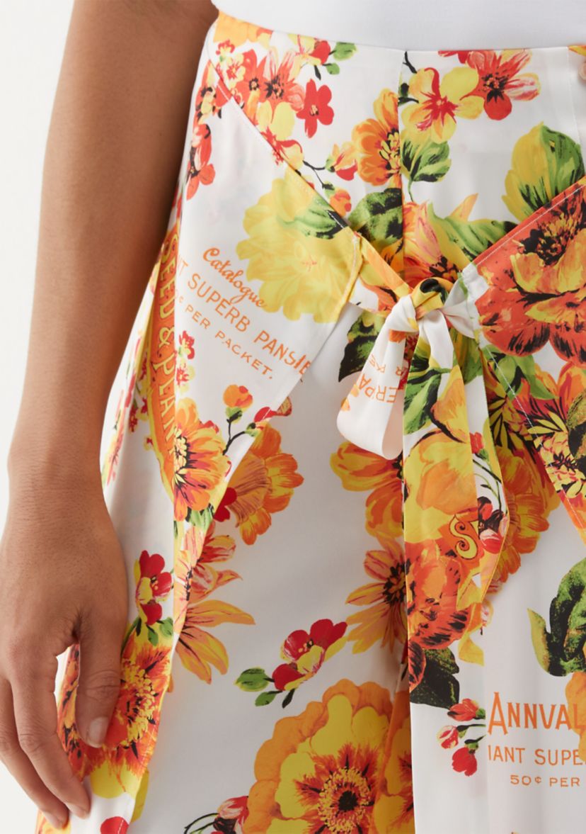 Womens Seed Packet Printed Sarong Wide Leg Pants