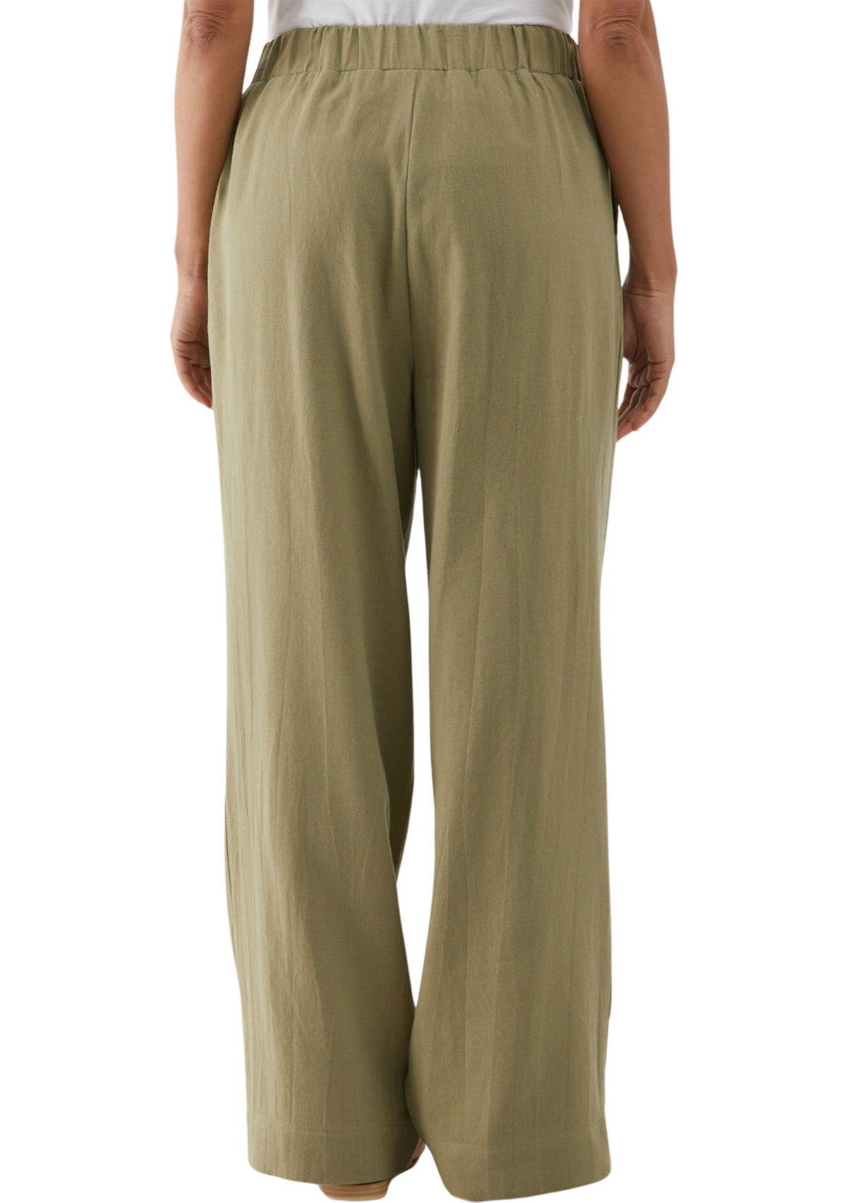 Womens Linen Blend Pleated Wide Leg Pants
