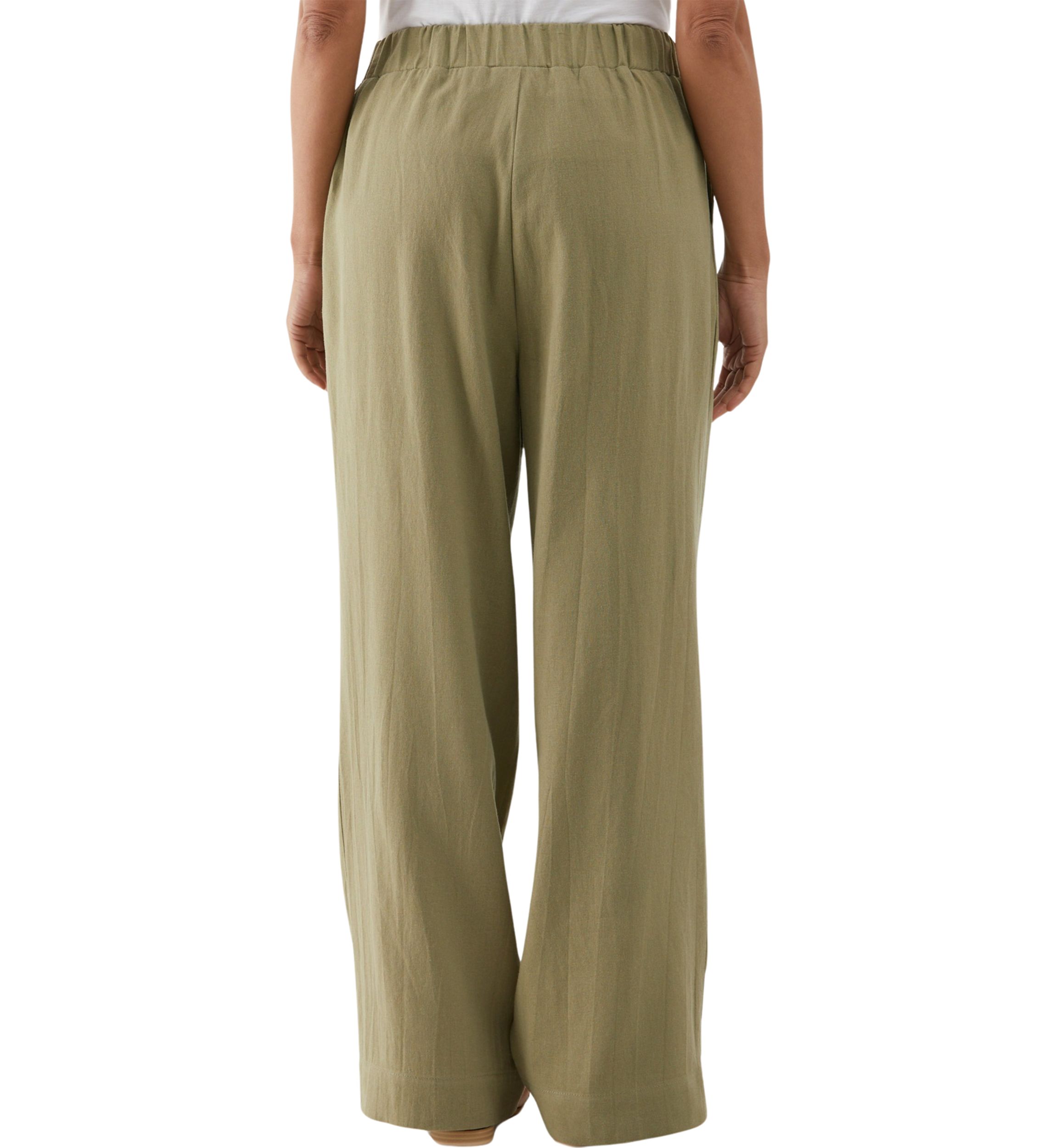 Womens Linen Blend Pleated Wide Leg Pants