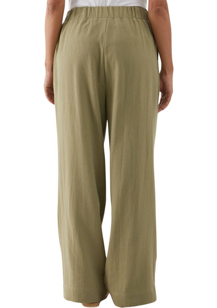 Womens Linen Blend Pleated Wide Leg Pants