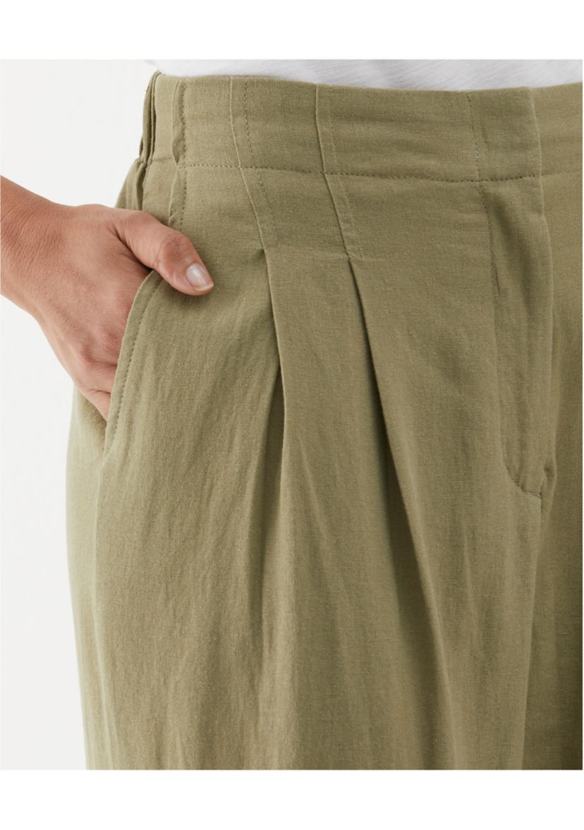 Womens Linen Blend Pleated Wide Leg Pants