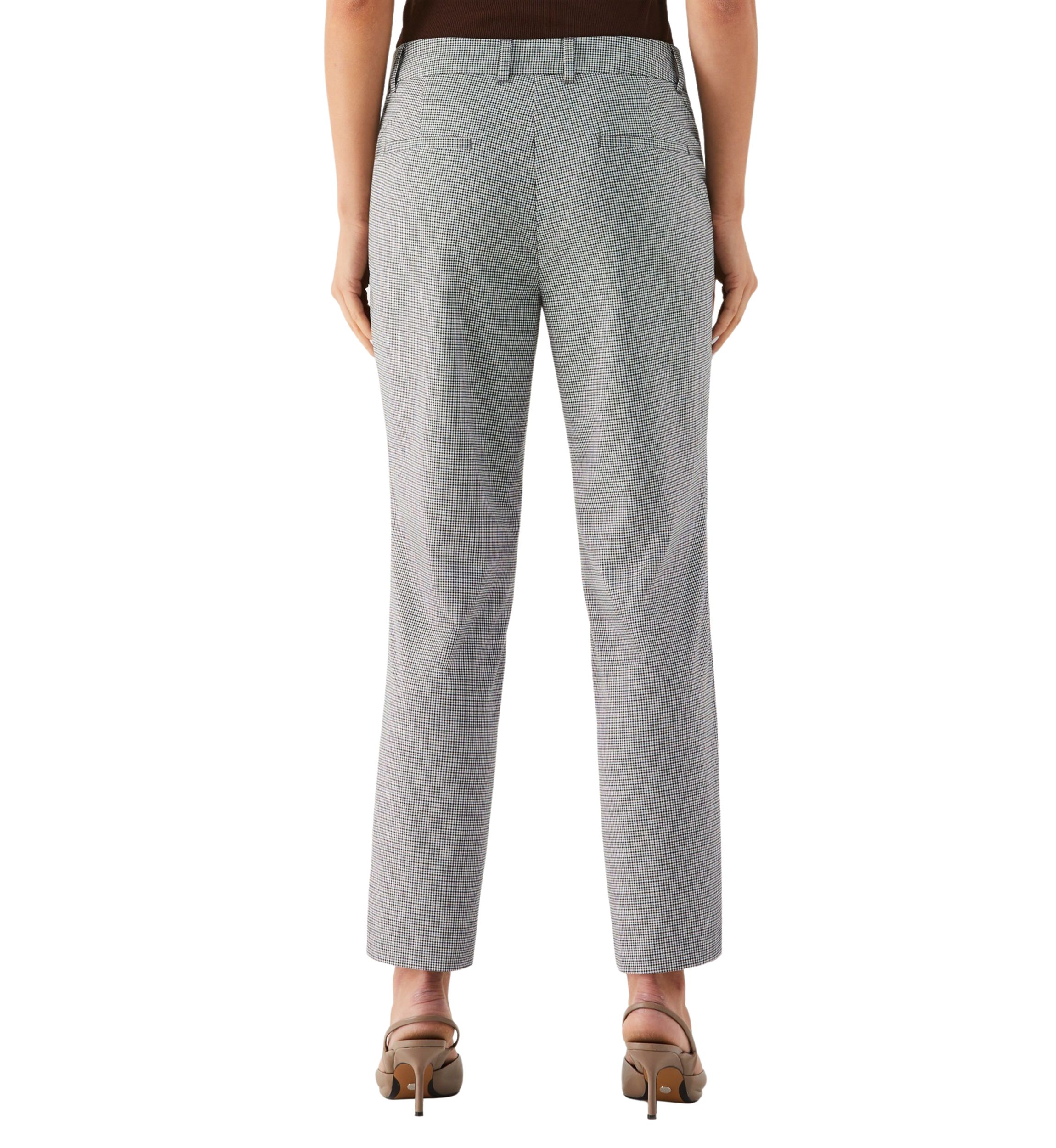Check Gabardine Straight Leg Pants