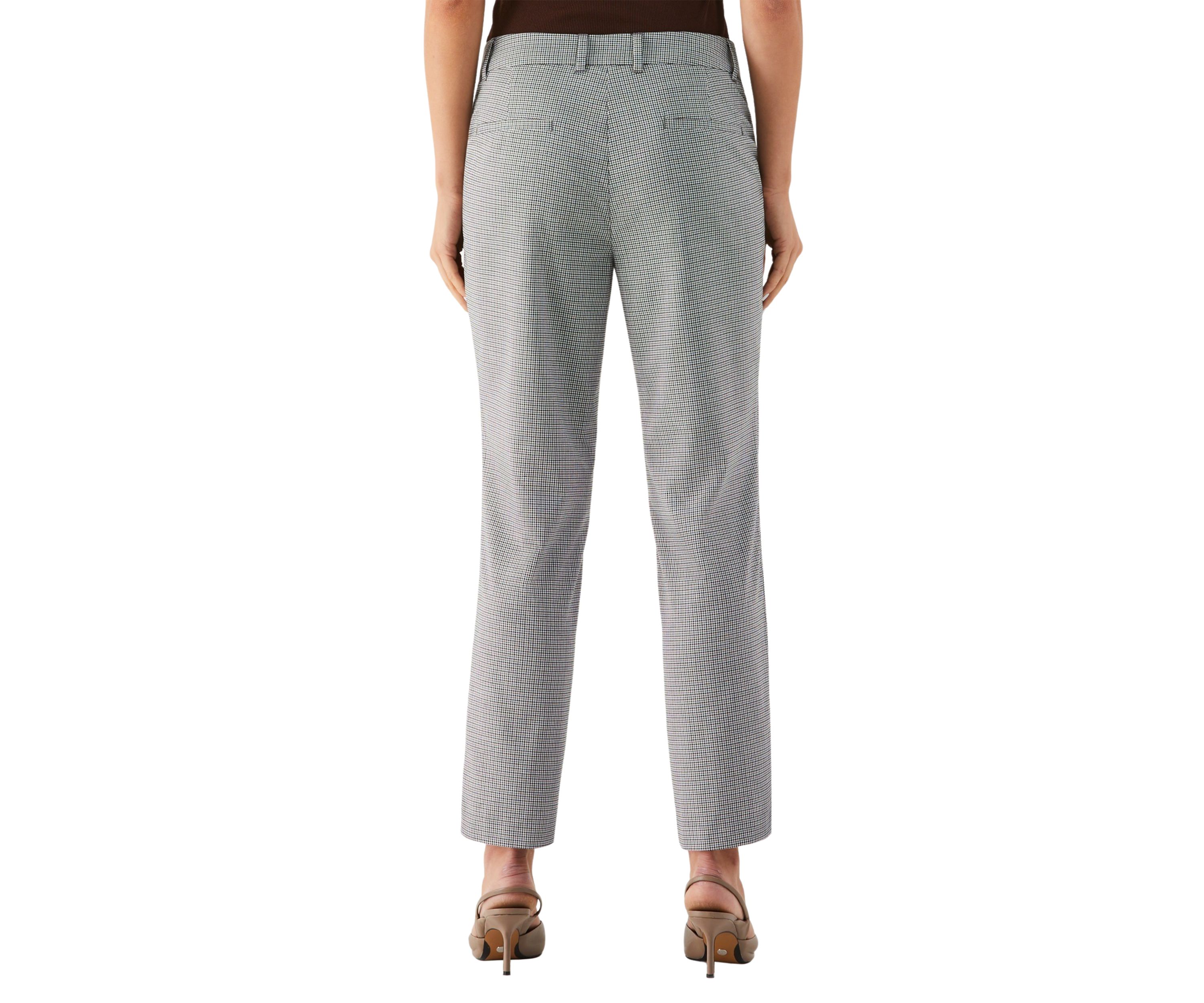 Check Gabardine Straight Leg Pants
