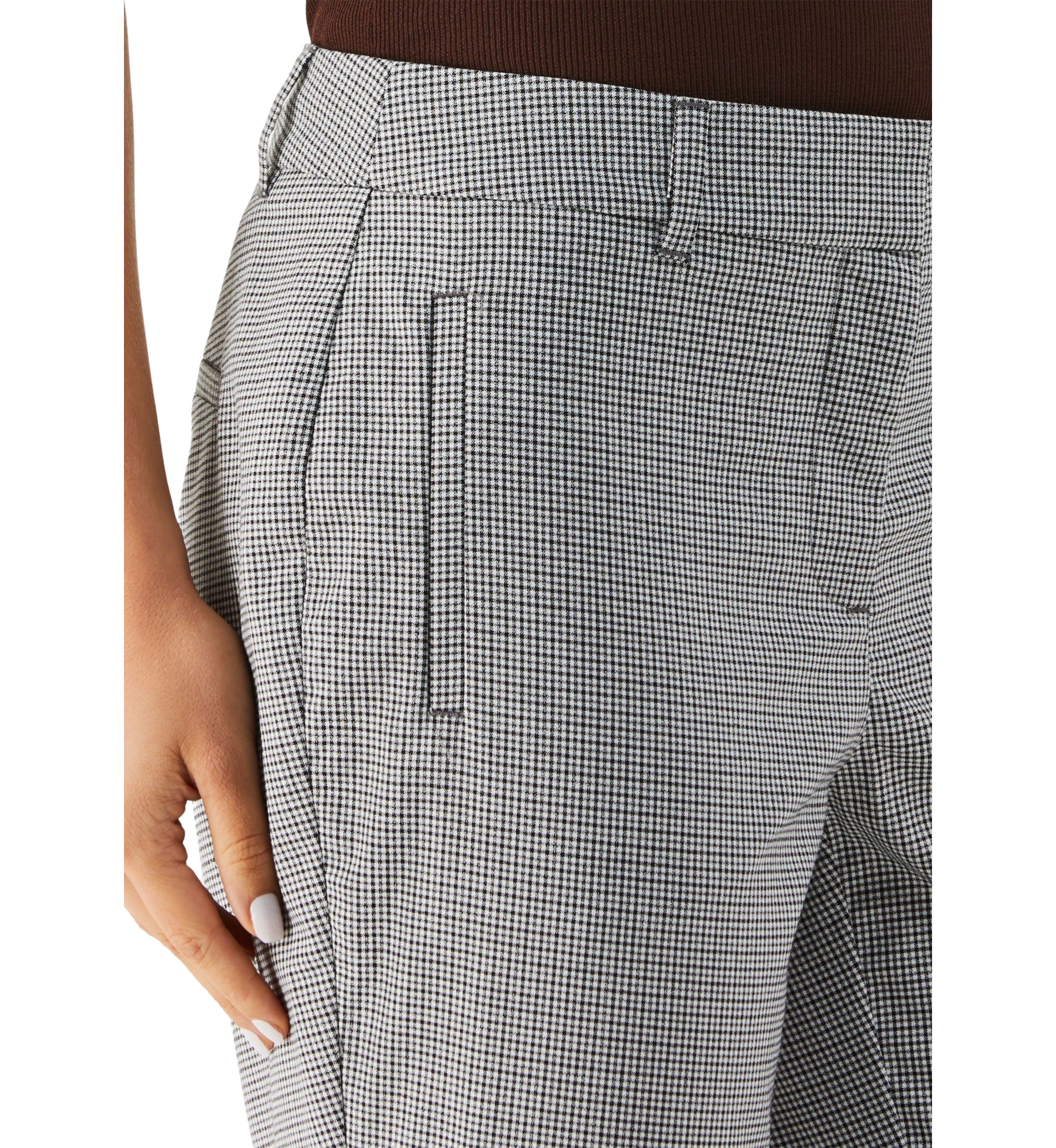 Check Gabardine Straight Leg Pants