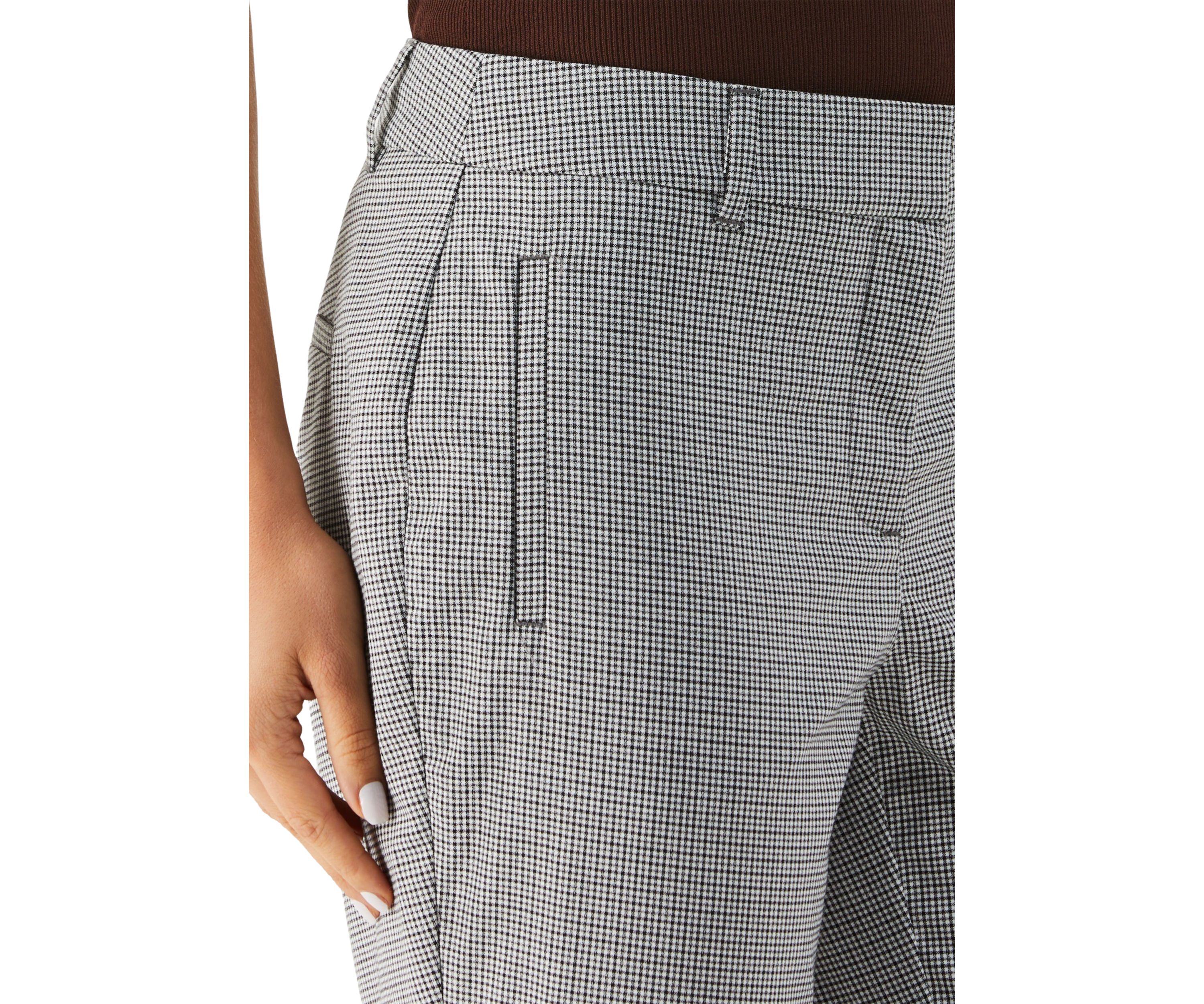 Check Gabardine Straight Leg Pants