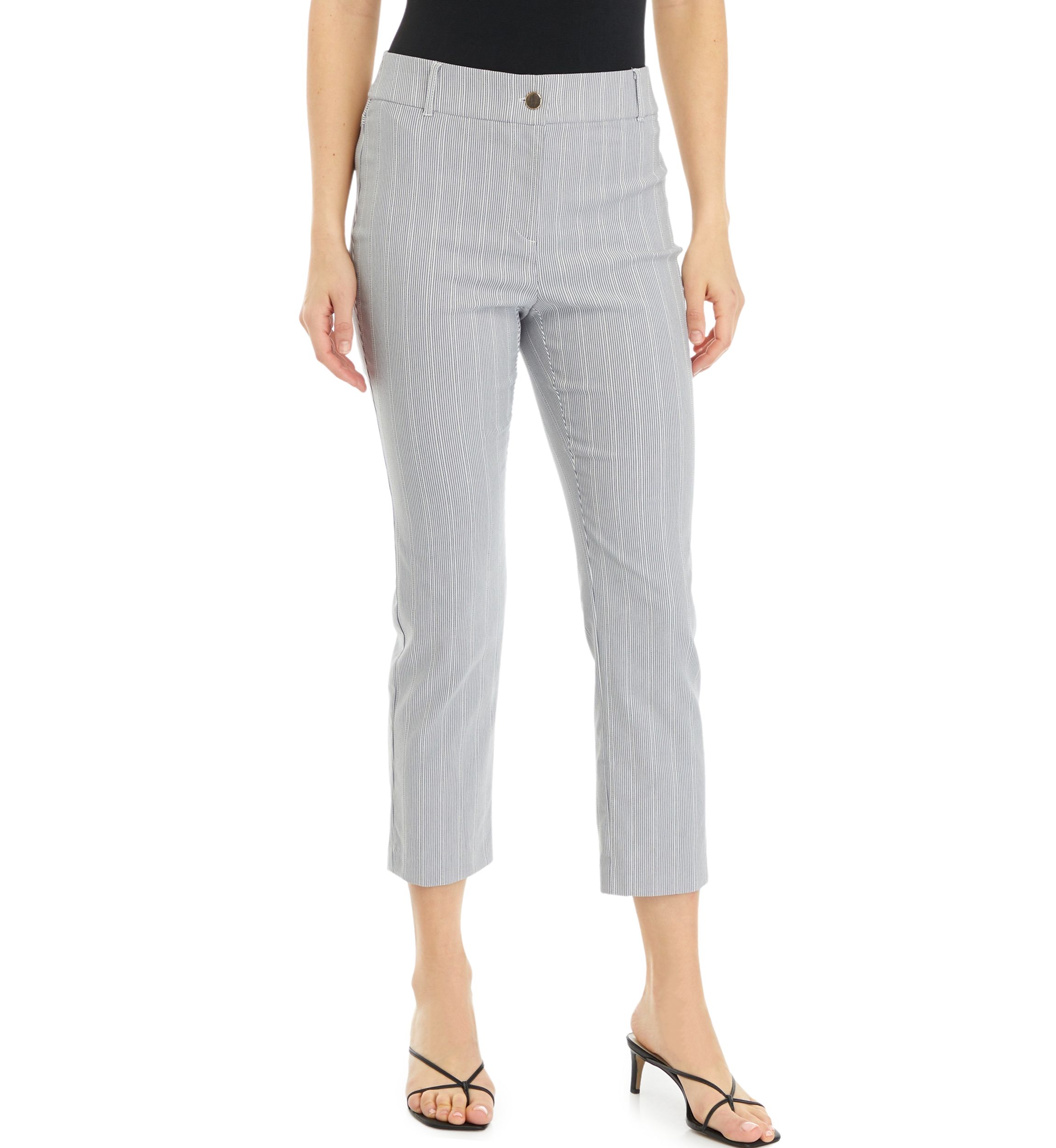 Womens Pinstripe Straight Leg Crop Pants