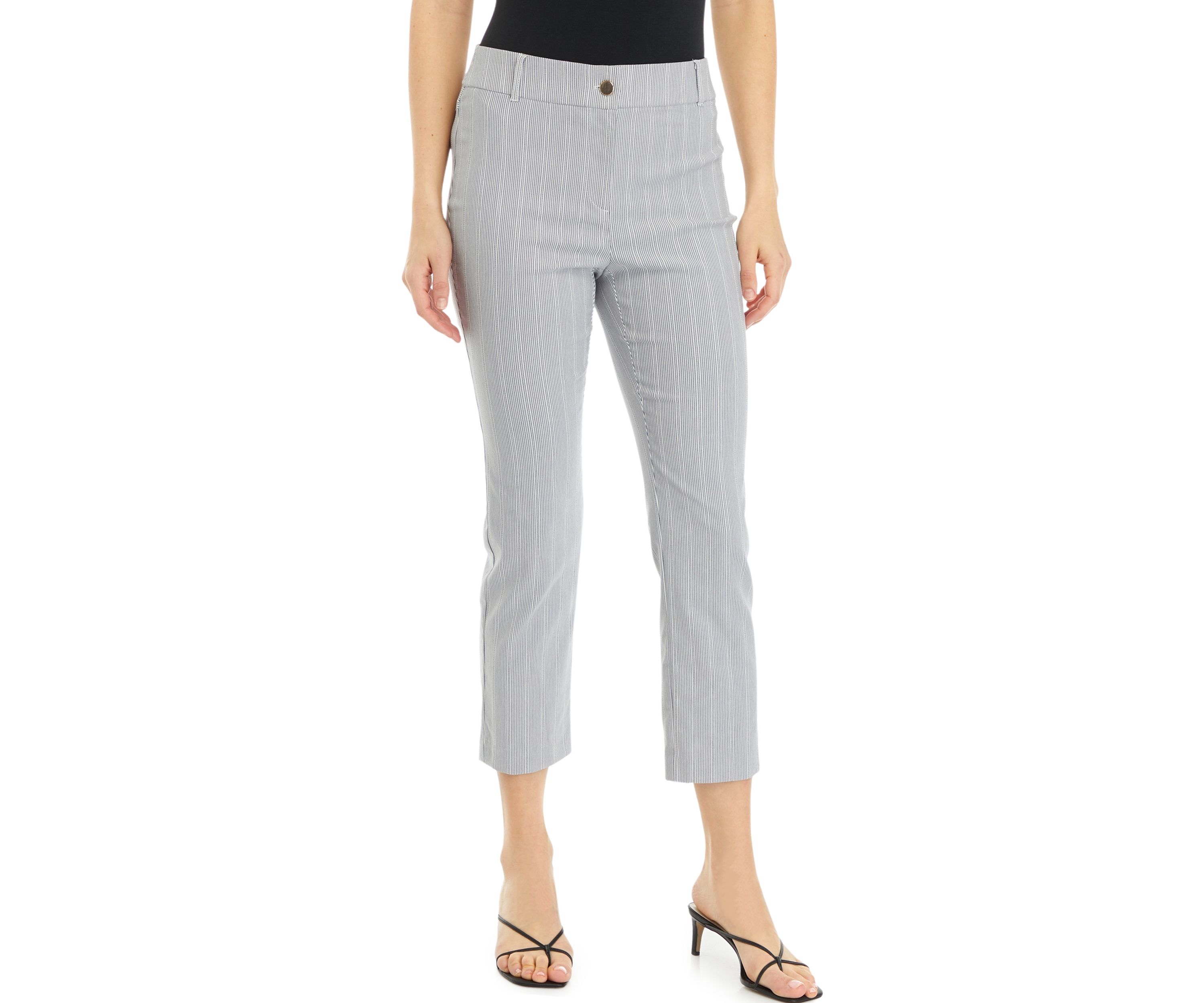 Womens Pinstripe Straight Leg Crop Pants