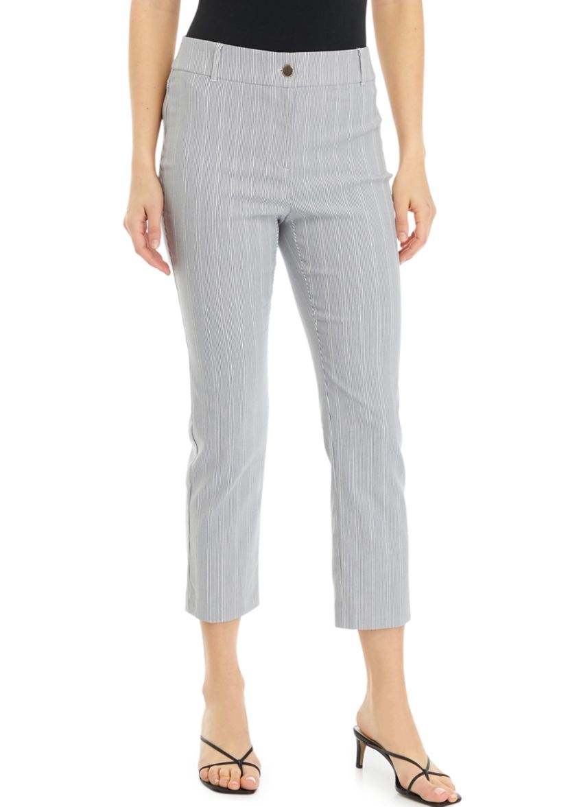 Womens Pinstripe Straight Leg Crop Pants