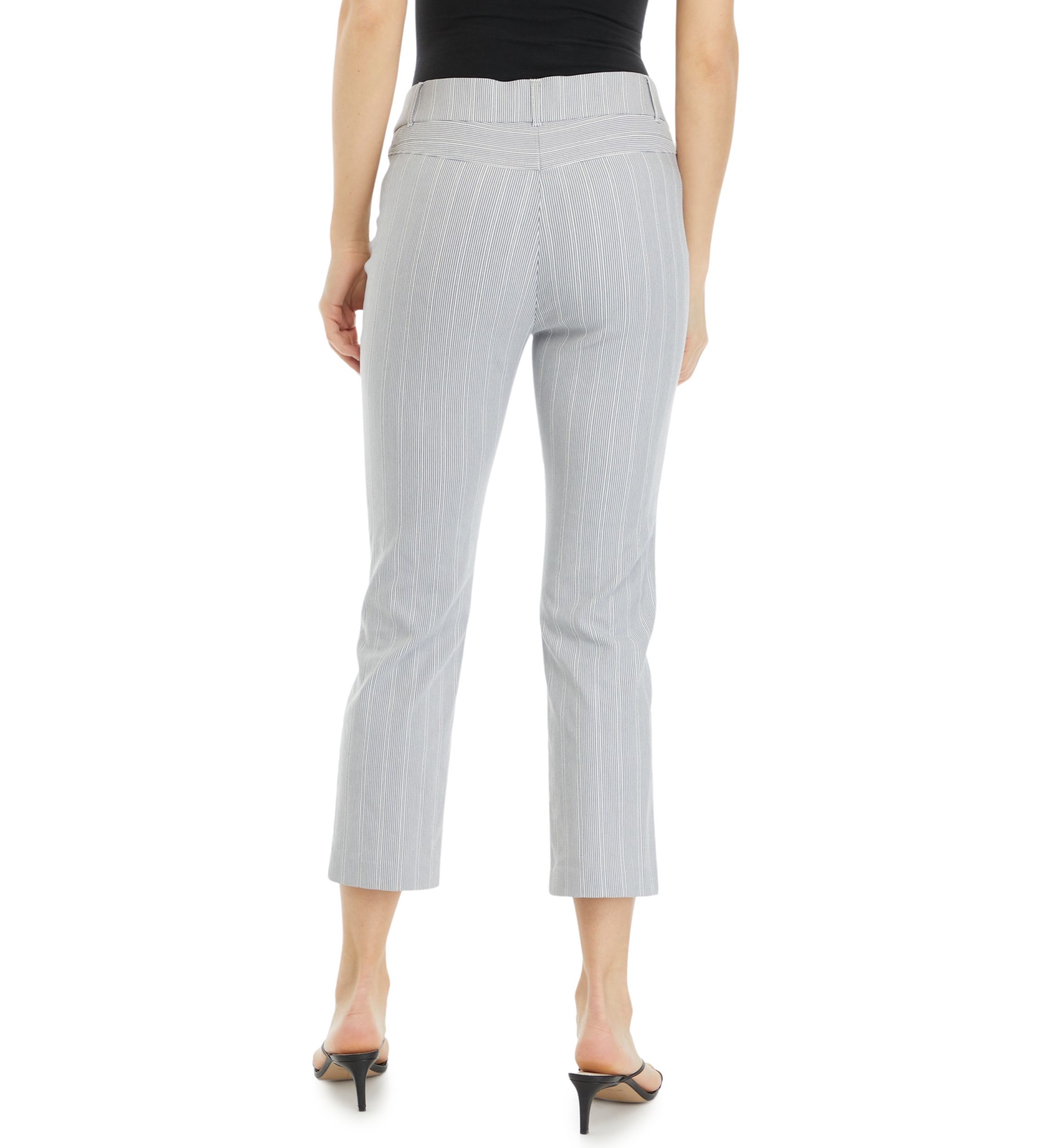 Womens Pinstripe Straight Leg Crop Pants