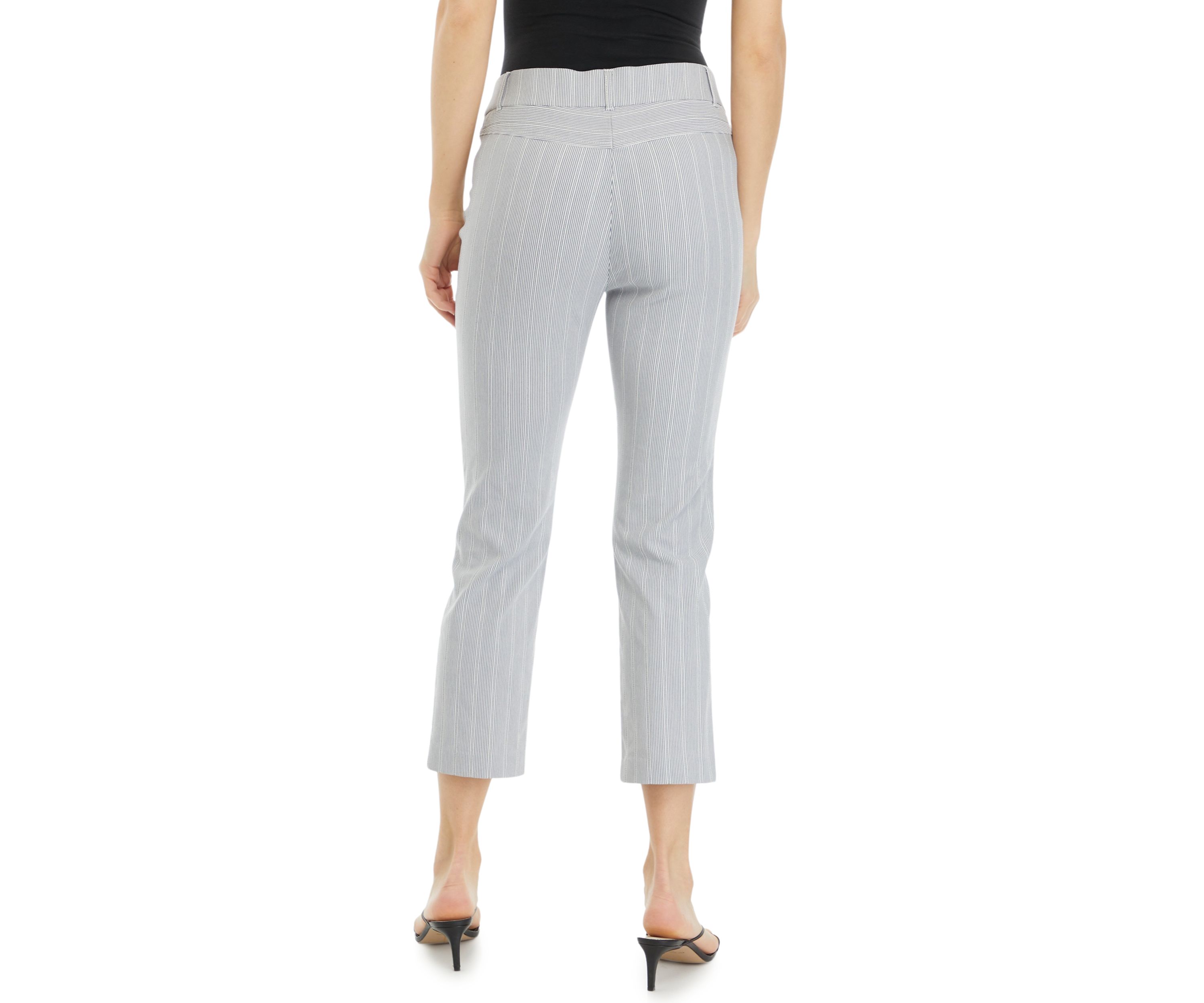 Womens Pinstripe Straight Leg Crop Pants