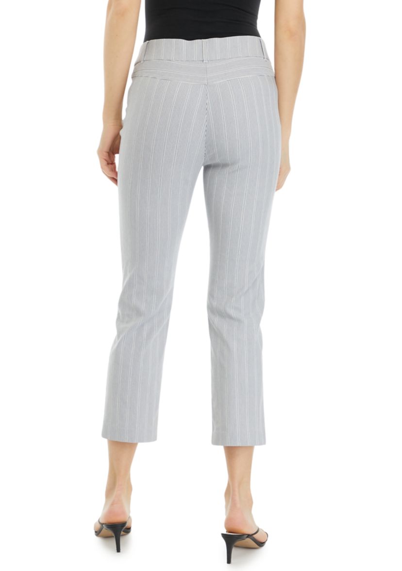 Womens Pinstripe Straight Leg Crop Pants