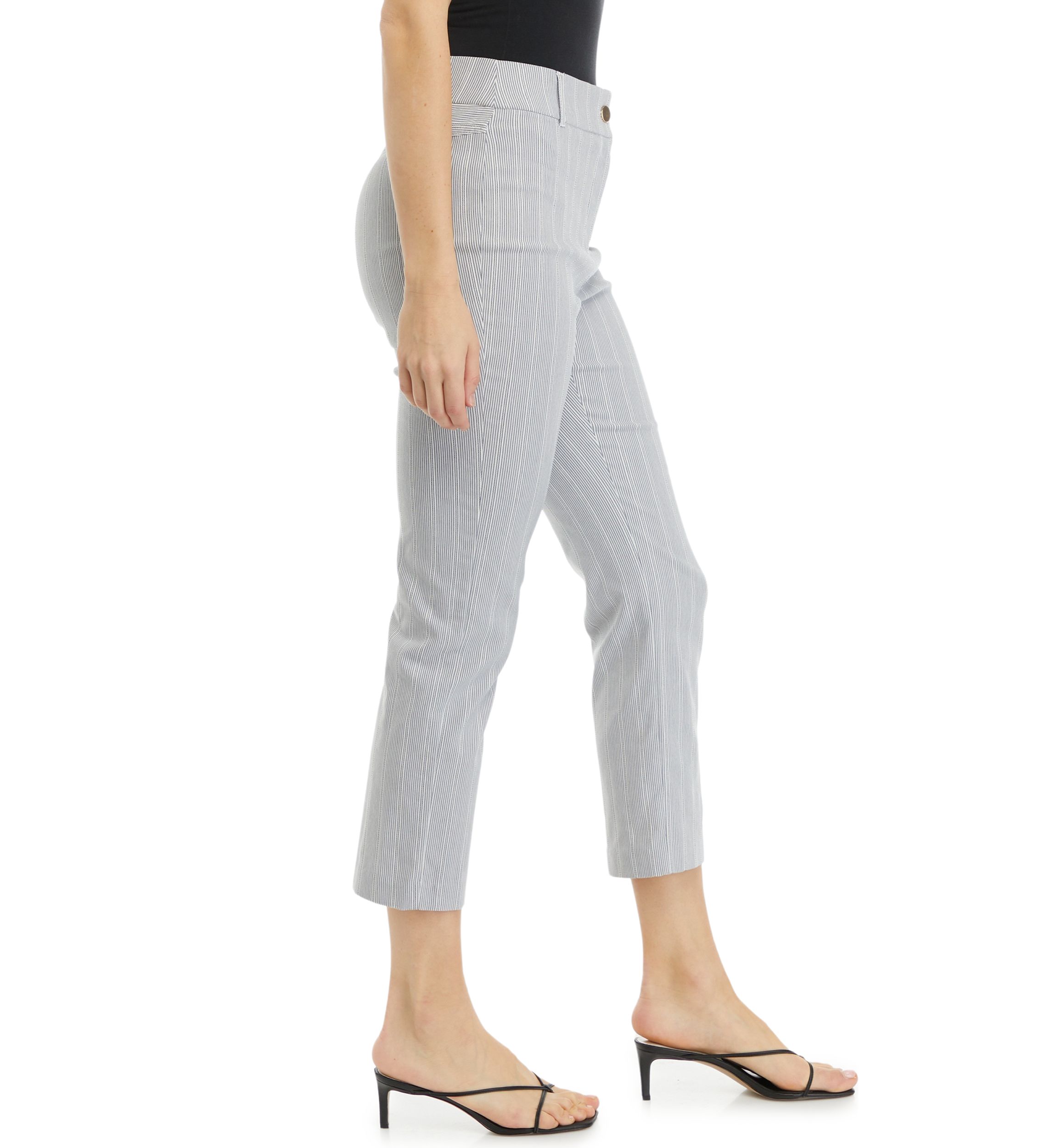 Womens Pinstripe Straight Leg Crop Pants