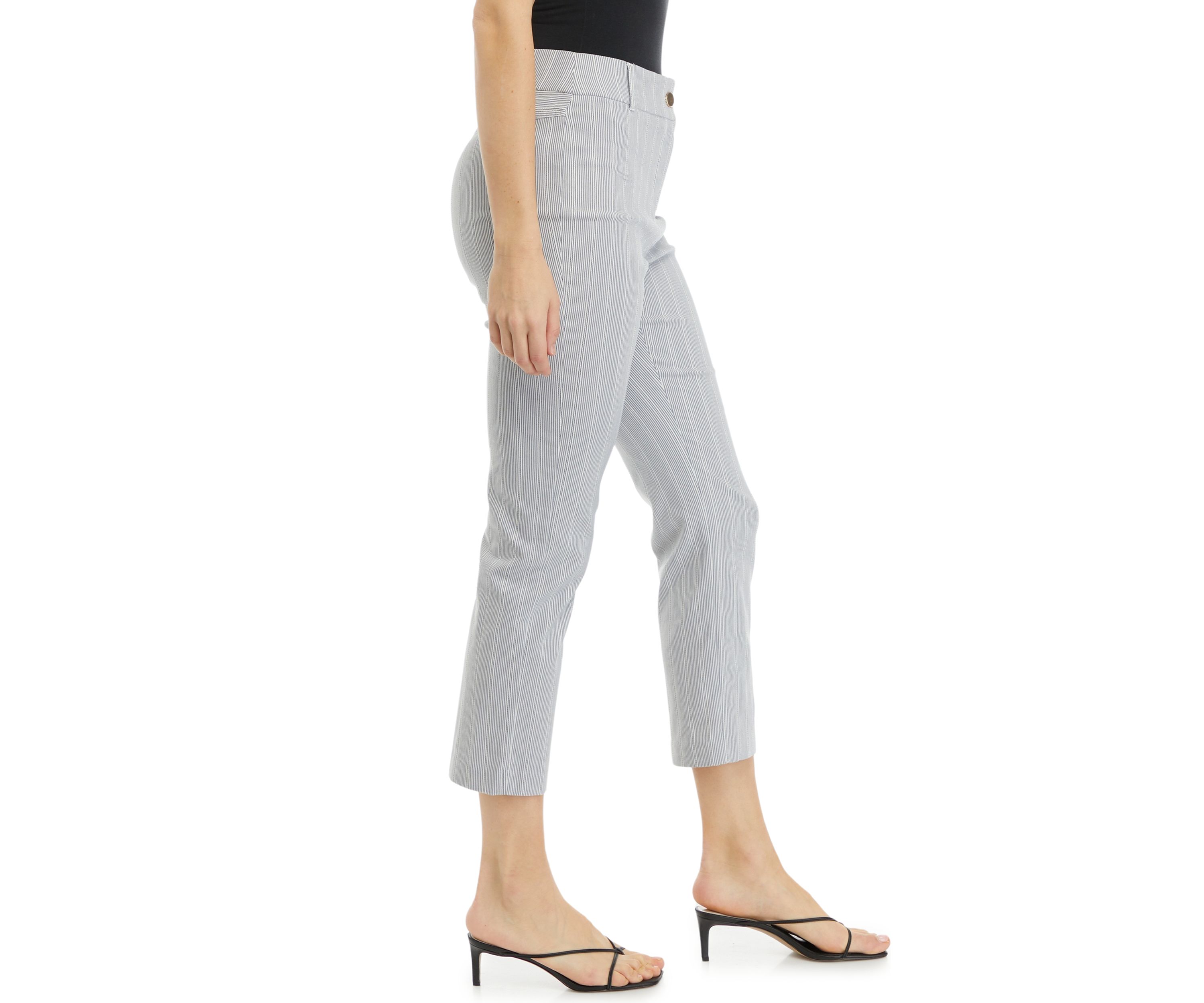 Womens Pinstripe Straight Leg Crop Pants