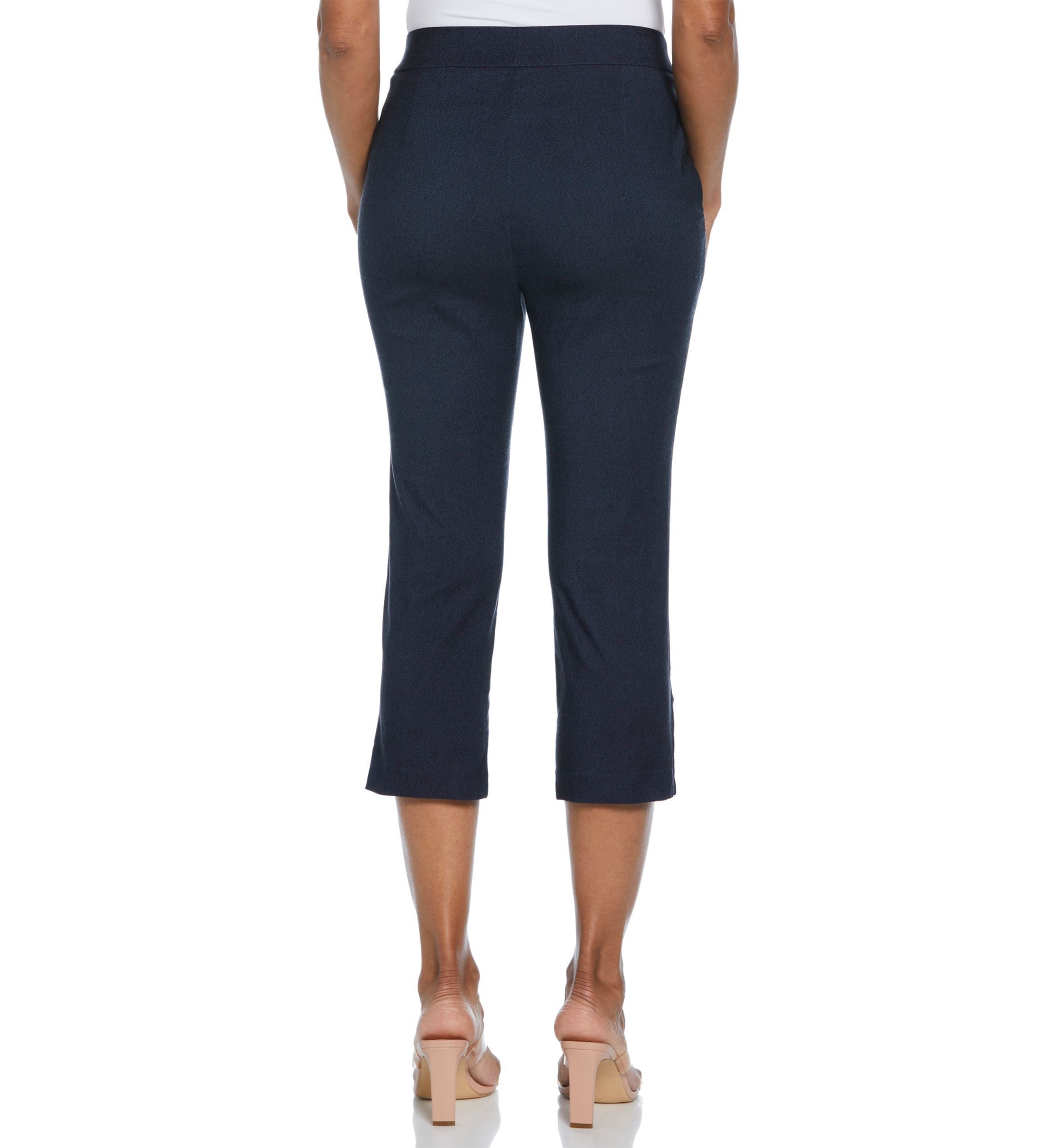 Womens Indigo Rinse Rivet Detail Pull-On Capris