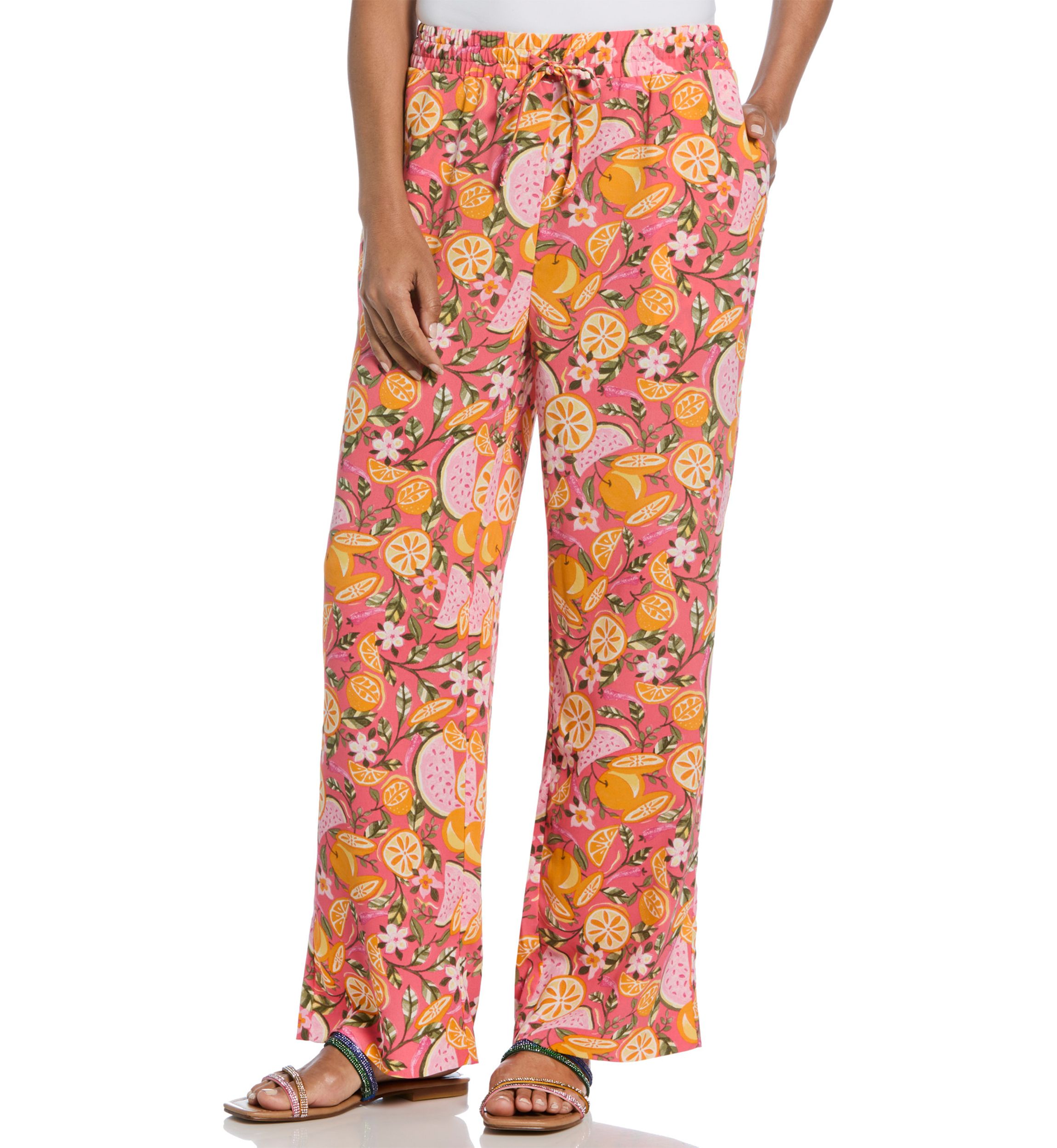 Womens Fruit Print Drawstring Pants