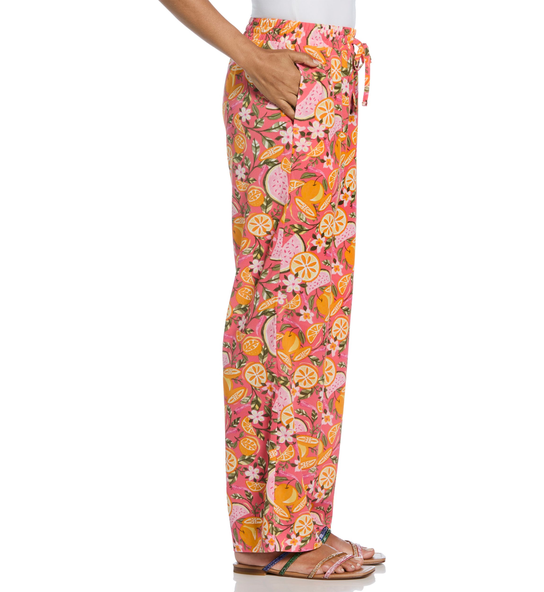 Womens Fruit Print Drawstring Pants