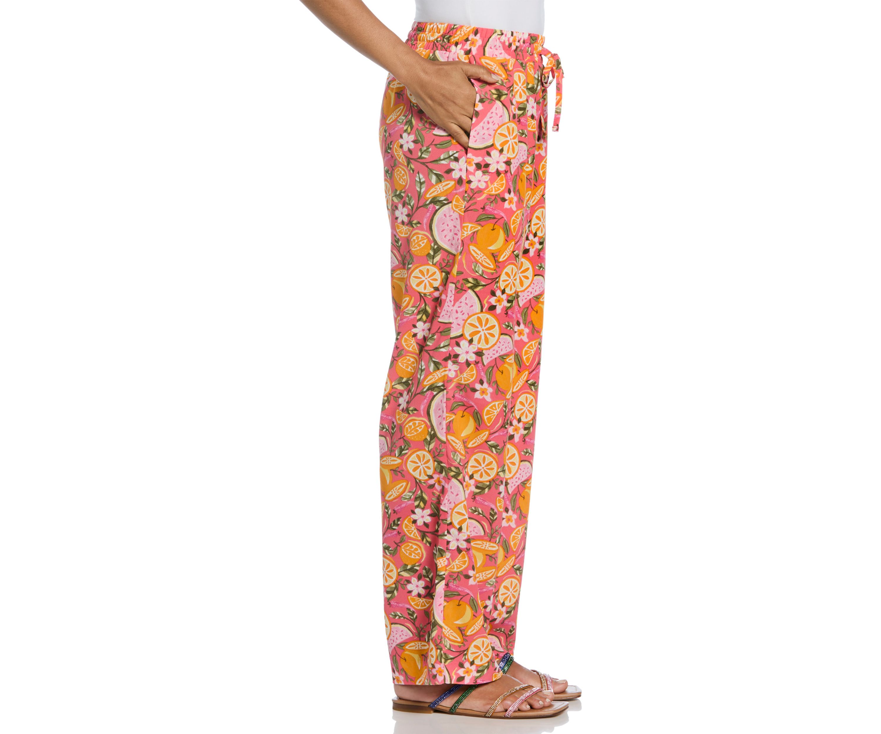 Womens Fruit Print Drawstring Pants