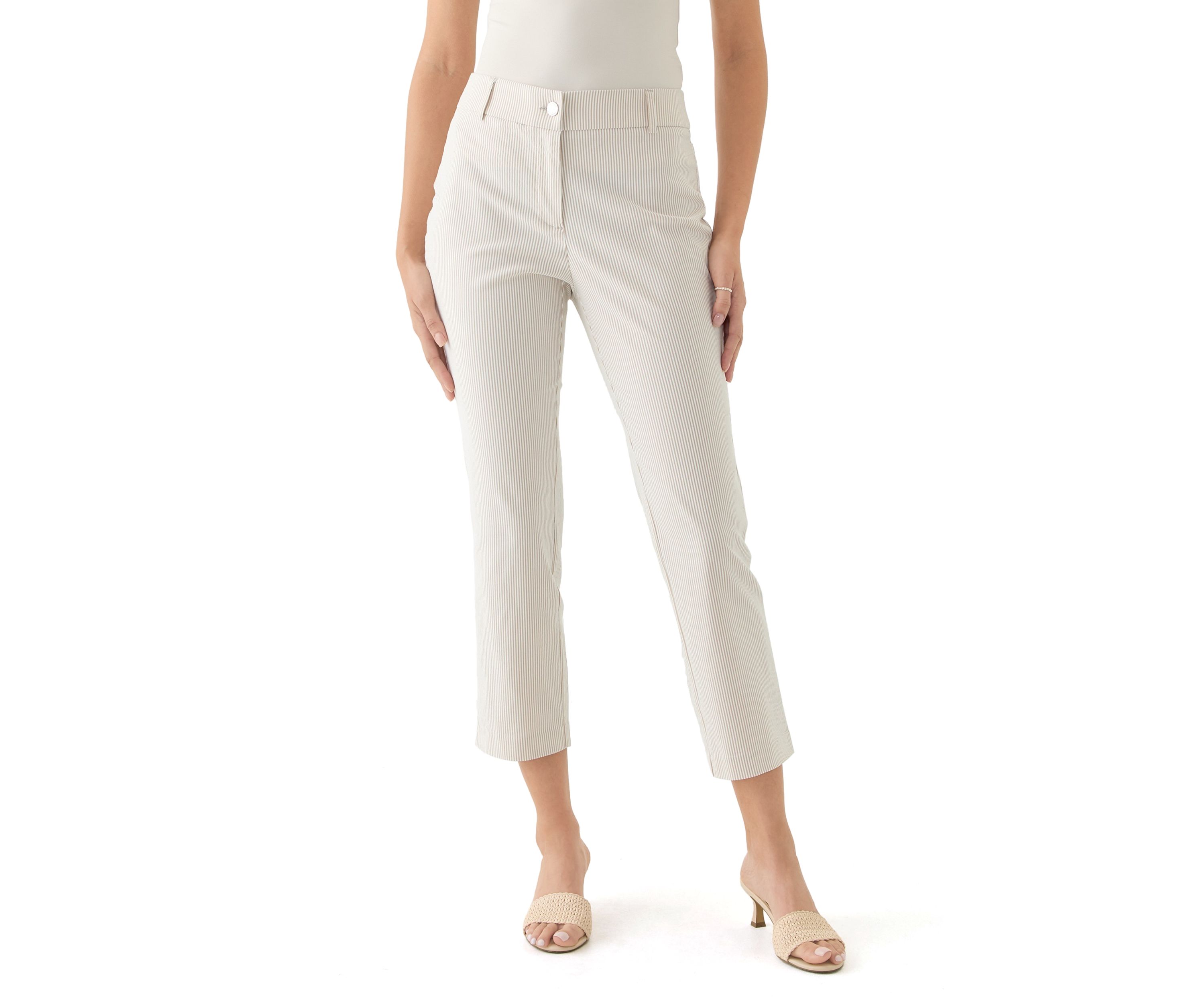 Womens Tan Stripe Back Yoke Pants