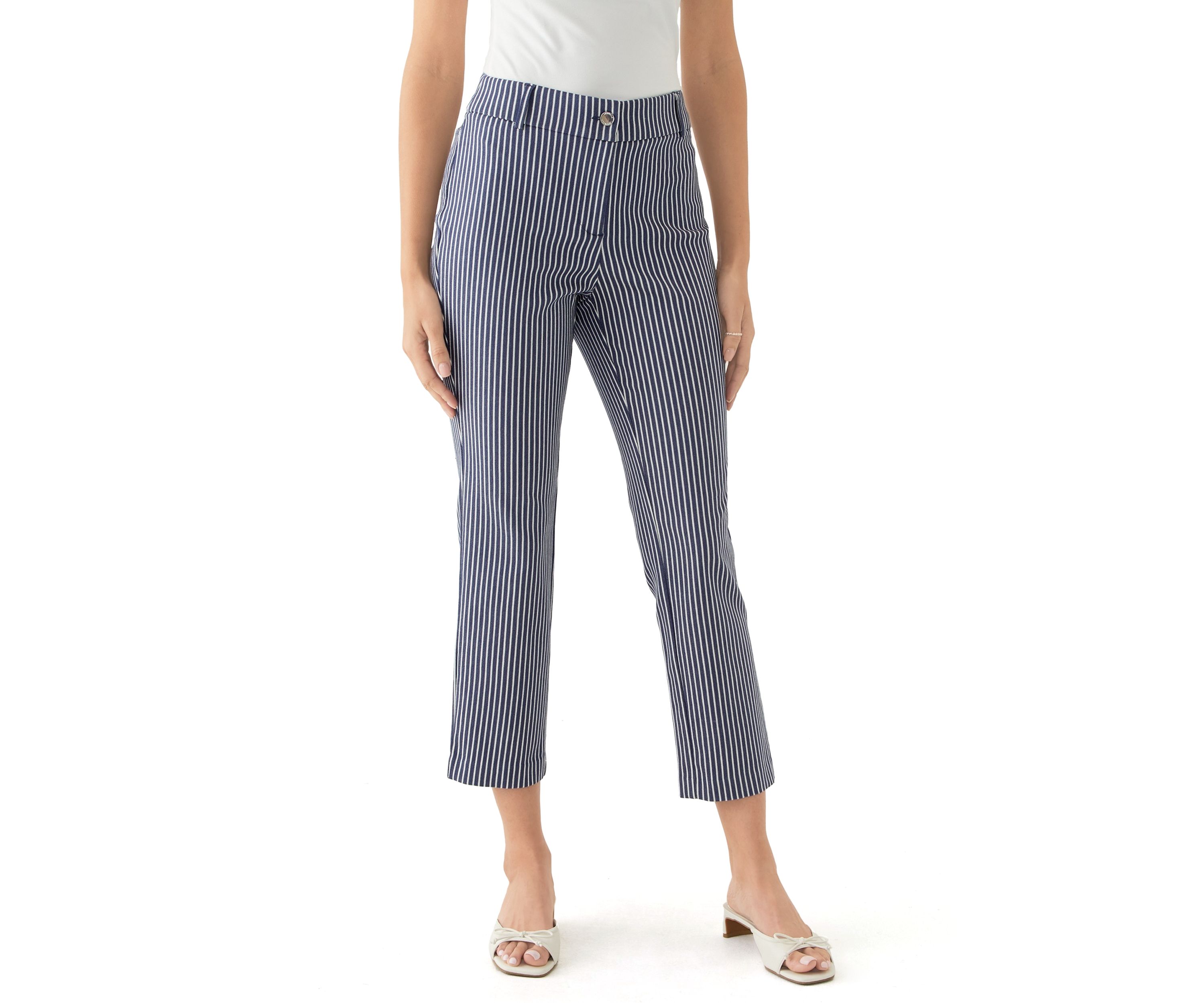 Womens Navy Stripe Back Yoke Pants