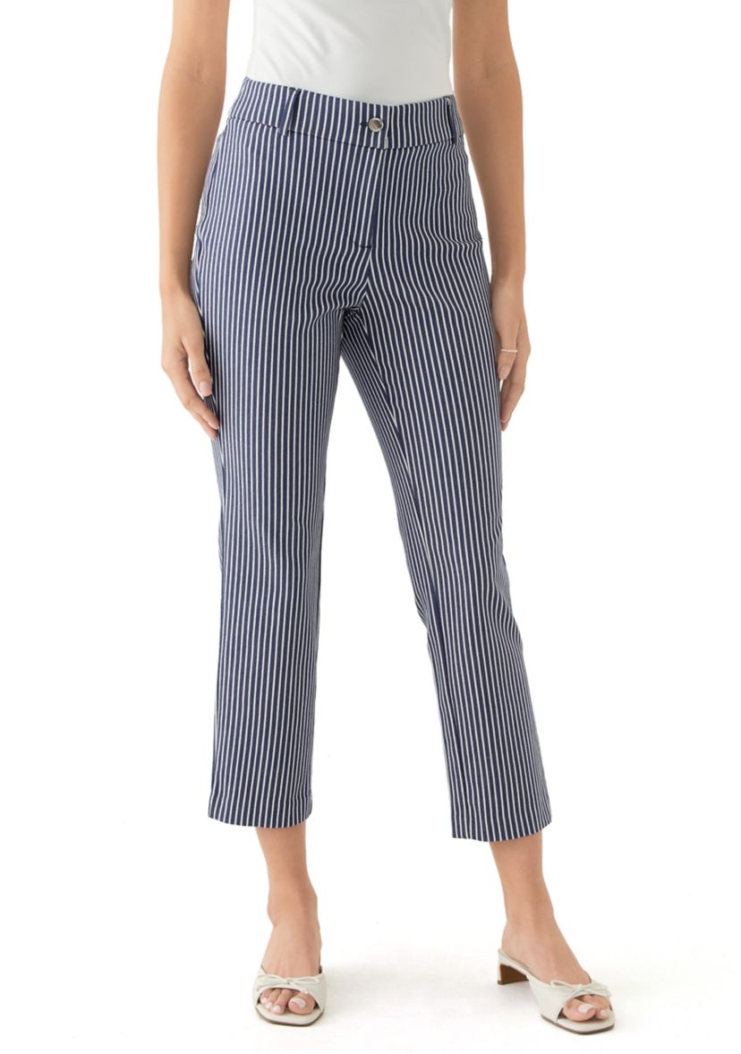 Womens Navy Stripe Back Yoke Pants
